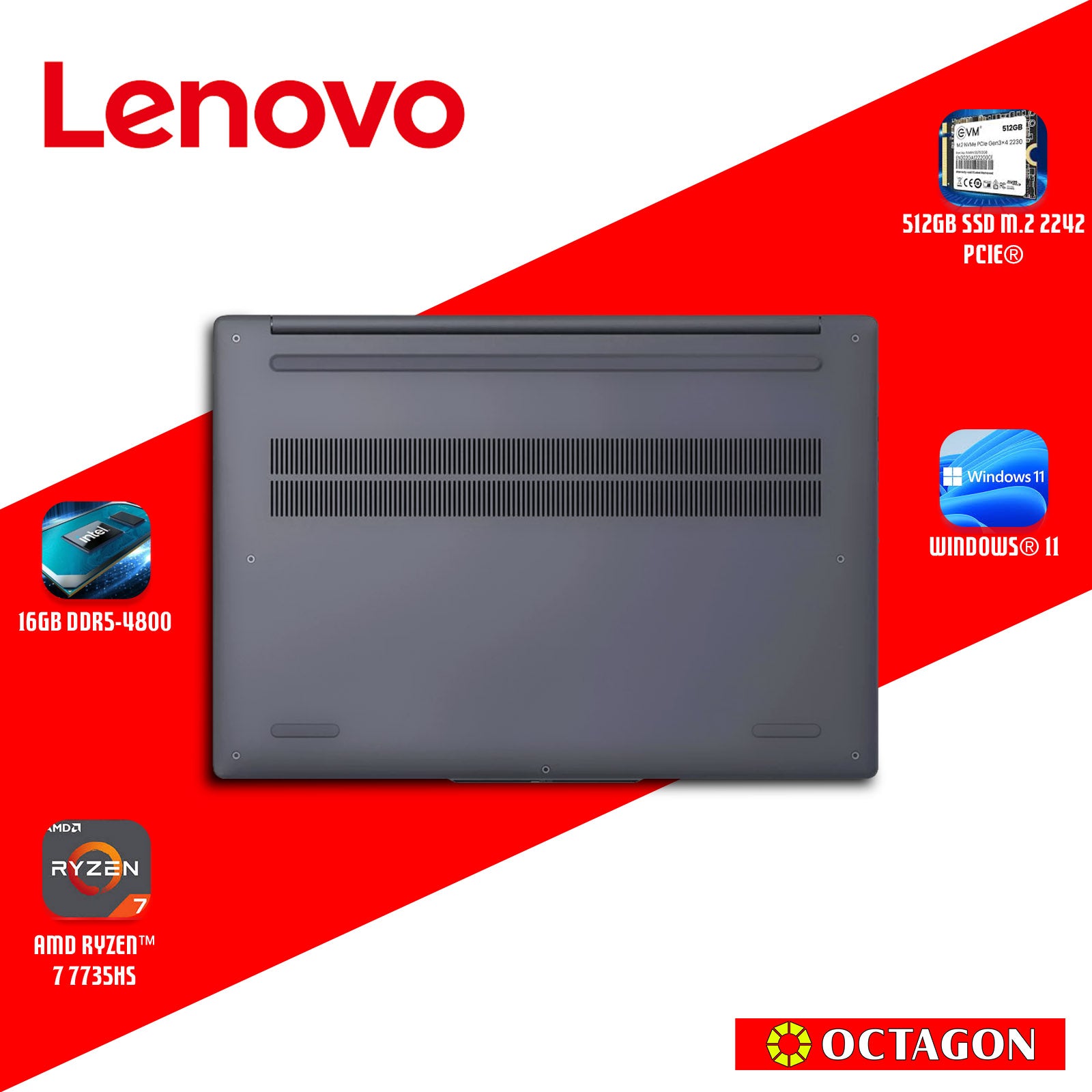 LENOVO IP S3-15 (83K700HXPH)/ RYZEN 7 7735HS/ 16GB/ 512GB SSD/ 15.3 WUXGA/ WIN 11/ OFFICE HOME 2024 + OFFICE 365