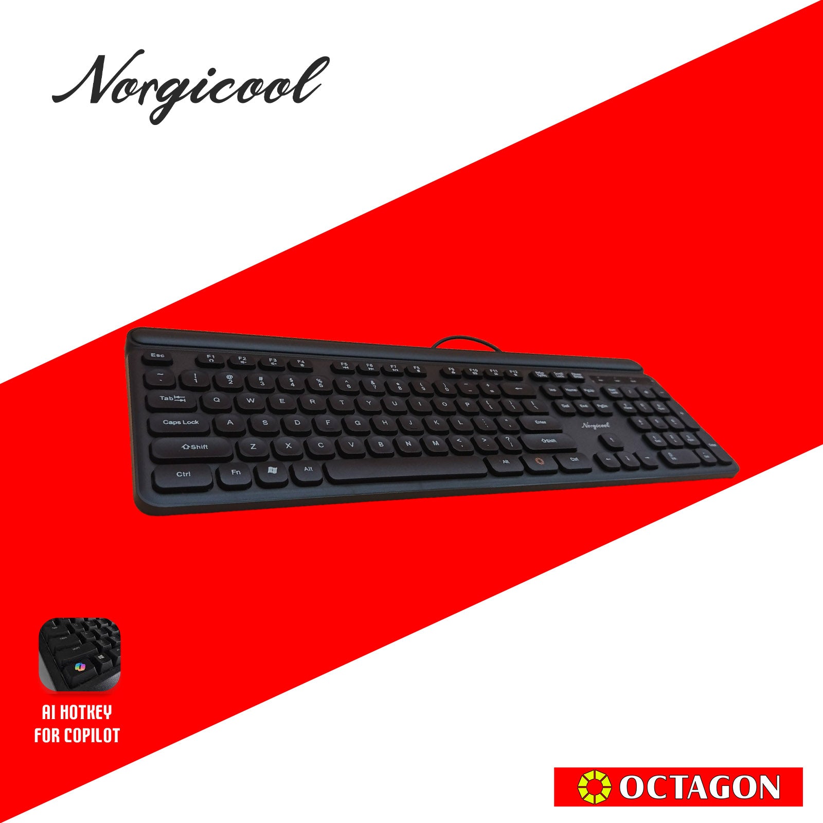 NORGICOOL NK3229I BLACK USB KEYBOARD 104 KEYS