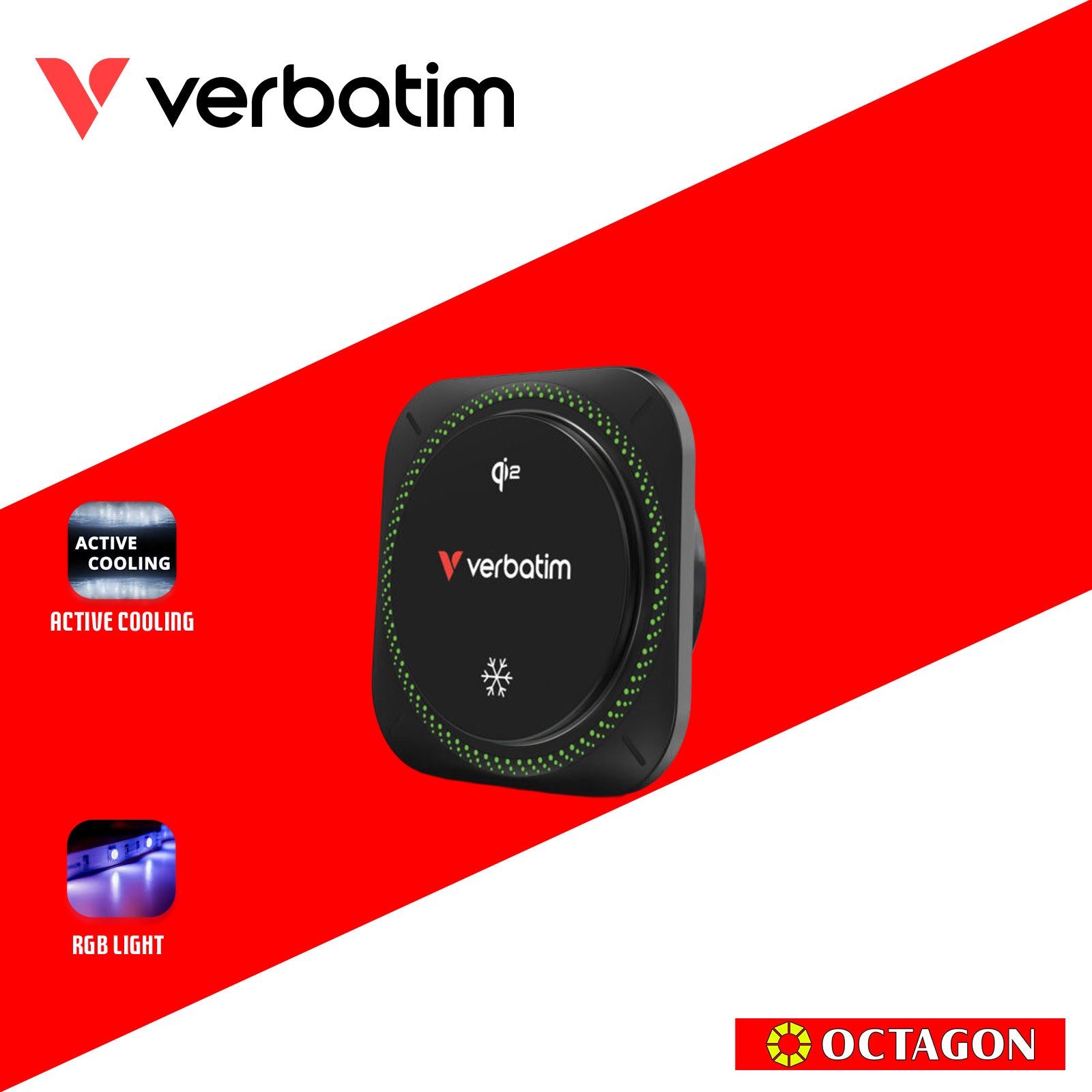 VERBATIM 31860 CHARGE N DRIVE QI2 MAGNETIC WIRELESS CAR CHARGER RGB CND-01