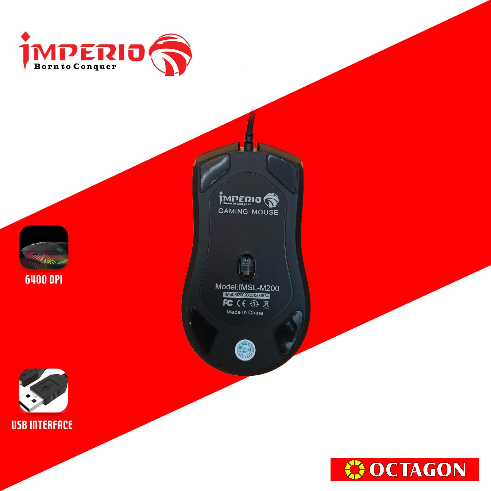 IMPERIO IMSL-M200 RGB GAMING MOUSE 6400DPI
