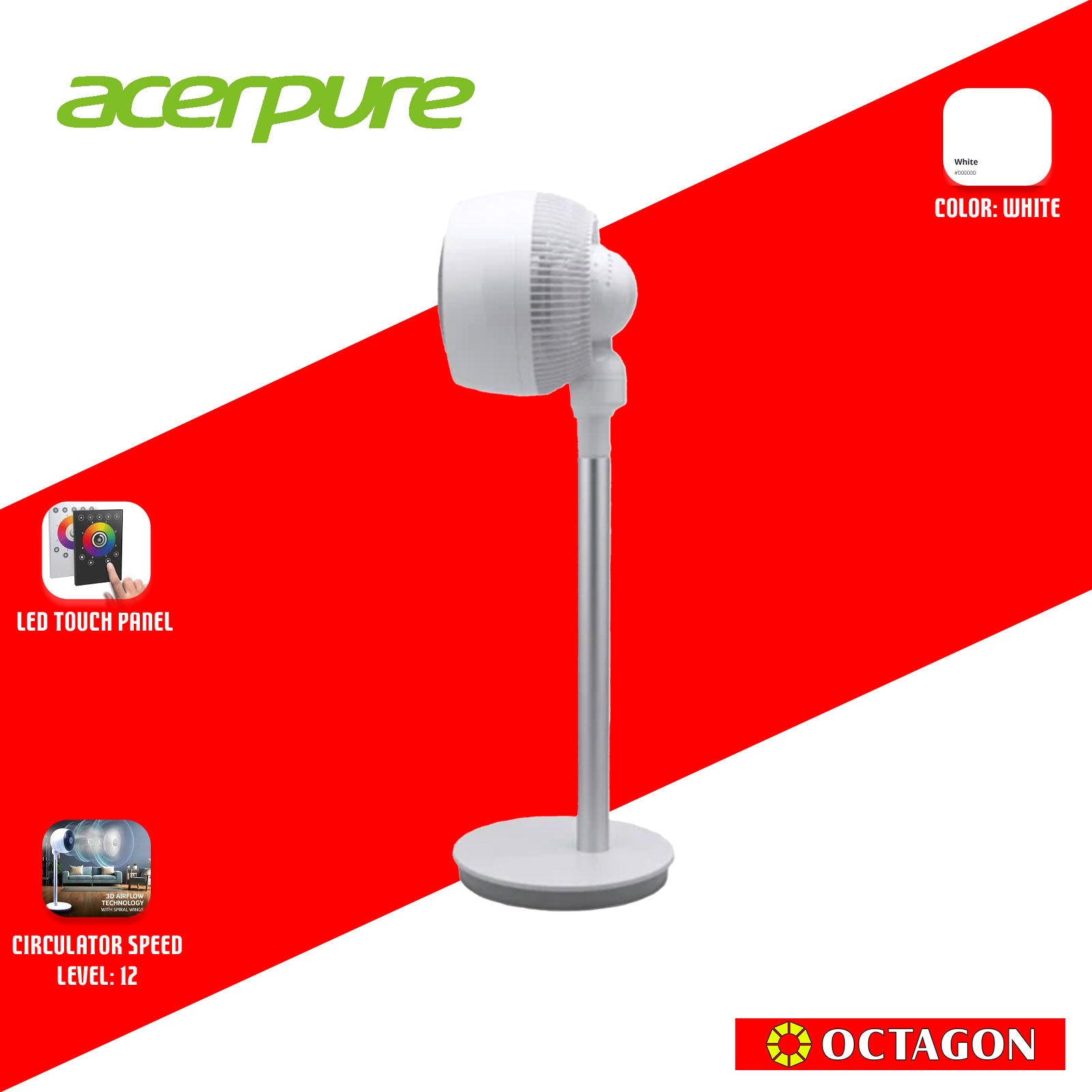 ACERPURE COZY F1 AIR CIRCULATOR (ZL.ACCTG.022) AF551-20W 333.4X333.4X1000MM 3D AIRFLOW TECHNOLOGY