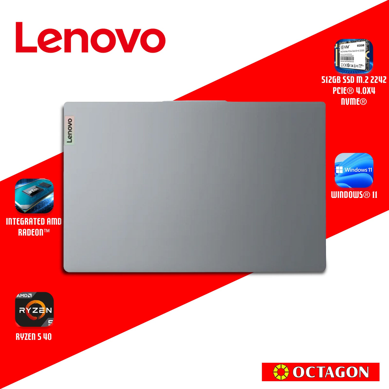 LENOVO IPS3-15 (82XQ01FQPH)/ RYZEN 5 40/ 16GB/ 512GB SSD/ 15.6 FHD/ WIN 11/ H&S 2024