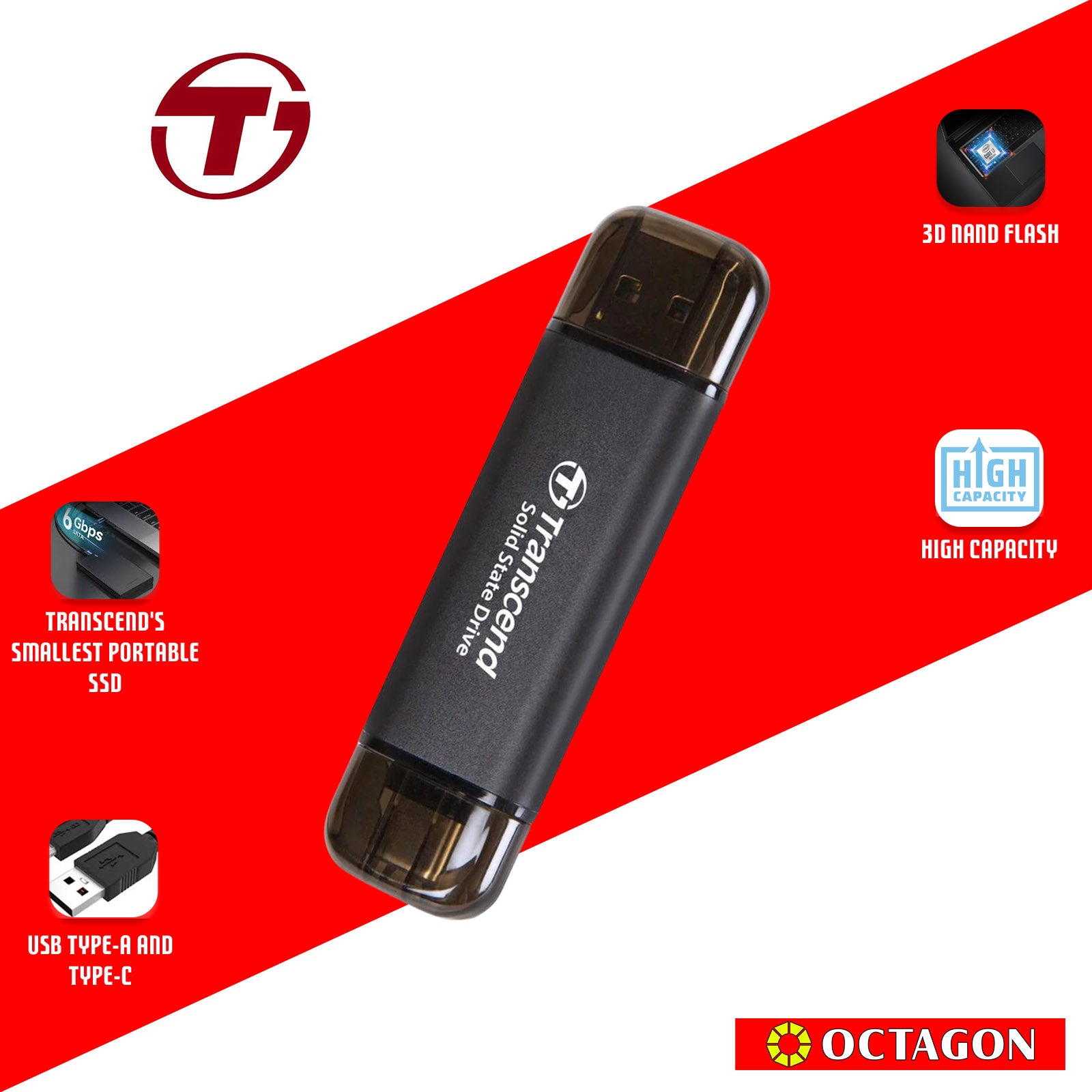 TRANSCEND TS256GESD310C 256GB EXTERNAL SSD BLK