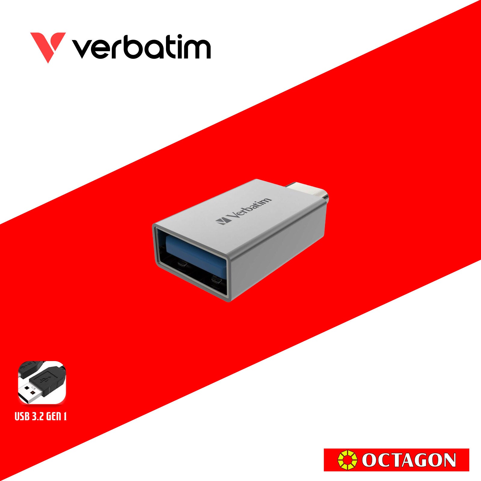 VERBATIM 66885 USB C 3.2 GEN 1 TO TYPE C ADAPTER GREY