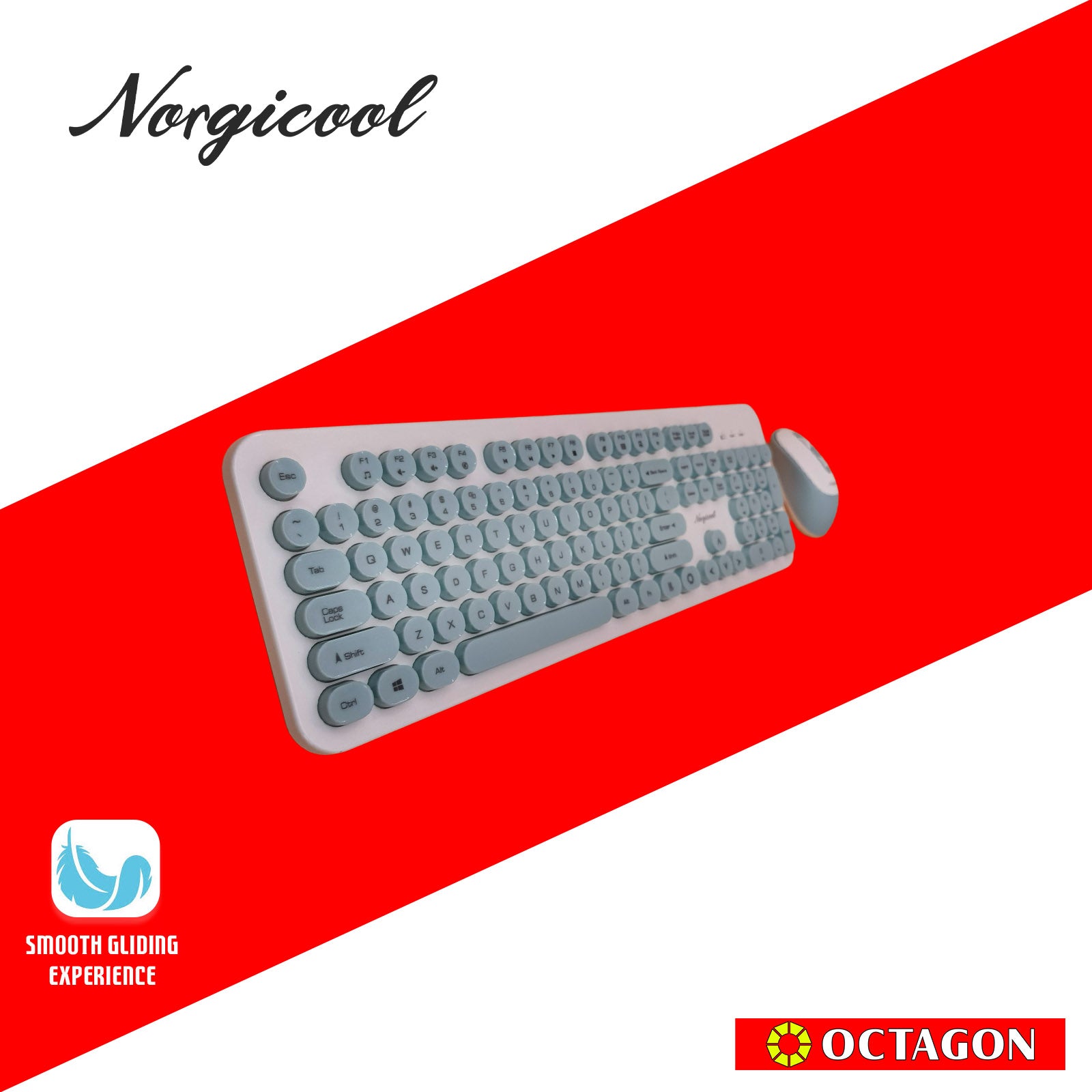 NORGICOOL NKM282W-BLI WIRELESS COMBO 104 KEYS WHITE/BLUE