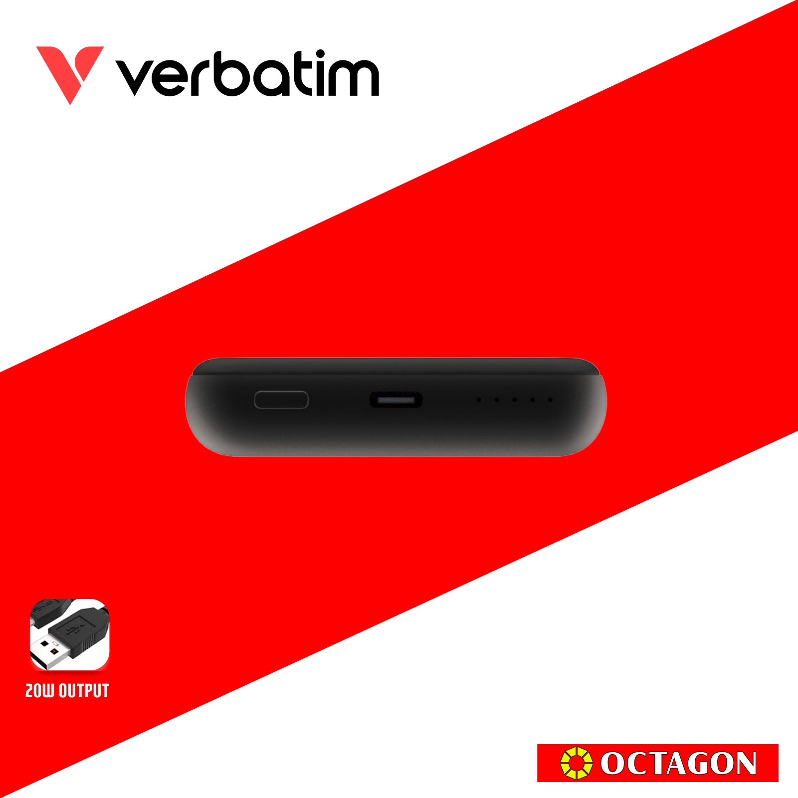VERBATIM 32245 MAGNETIC WL 10000 MAH POWER PACK MCP - PD 20W MWC 15W BLACK