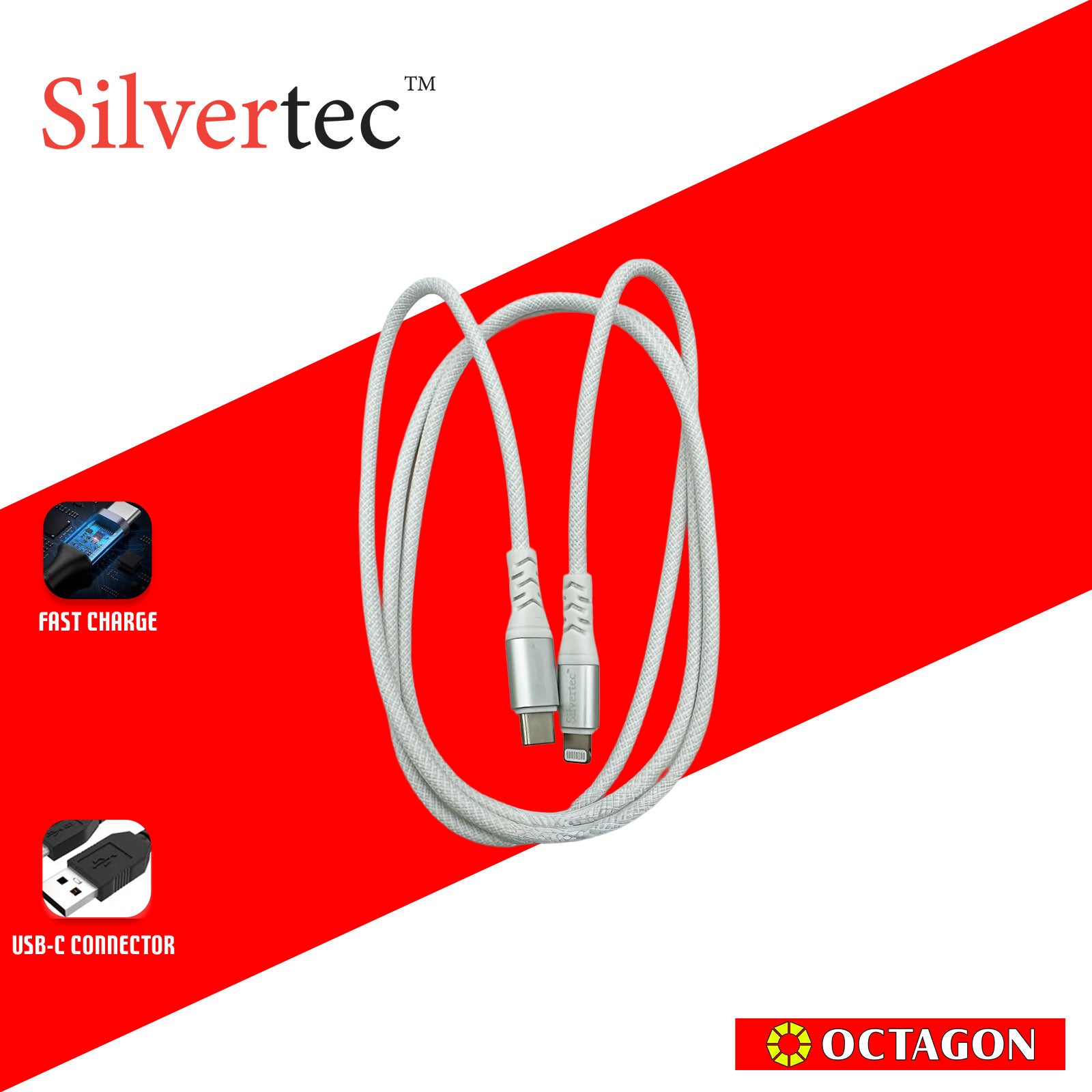 SILVERTEC STK-CL120-WH USB-C 60W TO LIGHTNING CABLE 1.2M WHITE (MFI)