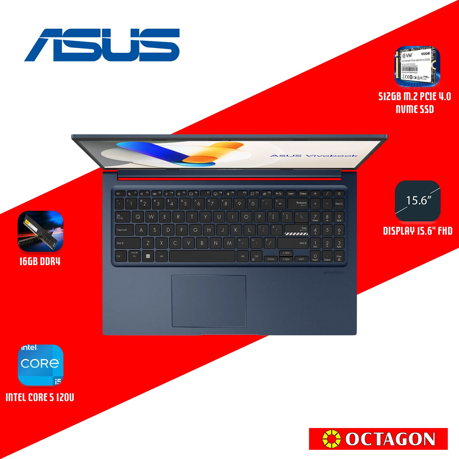 ASUS VIVOBOOK 15X X1504VA-BQ3582WSM/ CORE 5-120U/ 16GB/ 512GB SSD/ 15.6"/ WIN 11/ OFFICE H&S + OFFICE 365/ BLUE
