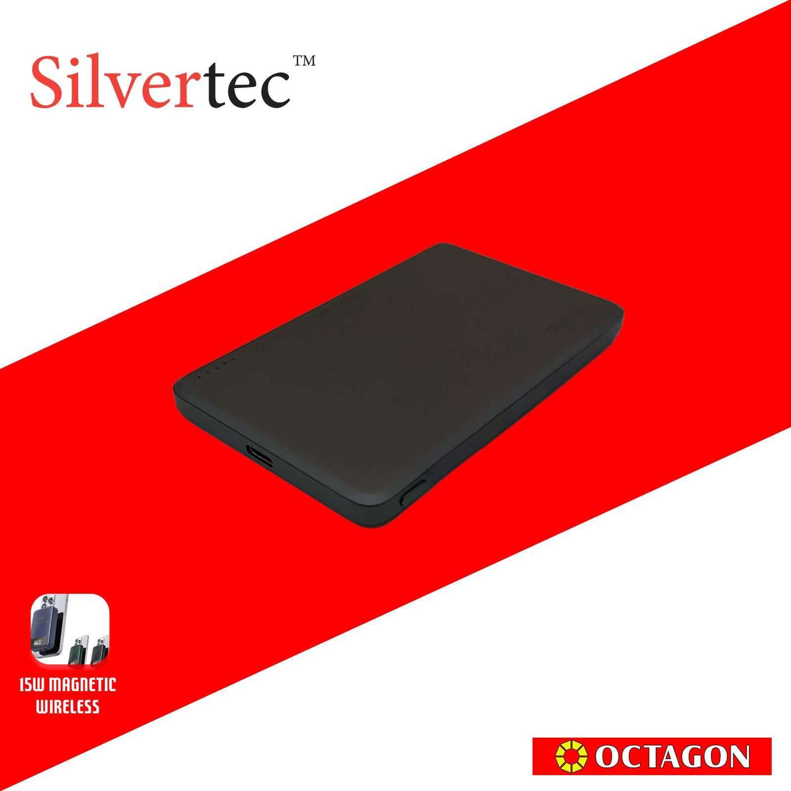 SILVERTEC SRT-MP50-SG ULTRA-SLIM MAGNETIC WIRELESS PD20W POWERBANK 5000MAH (SPACE GRAY)
