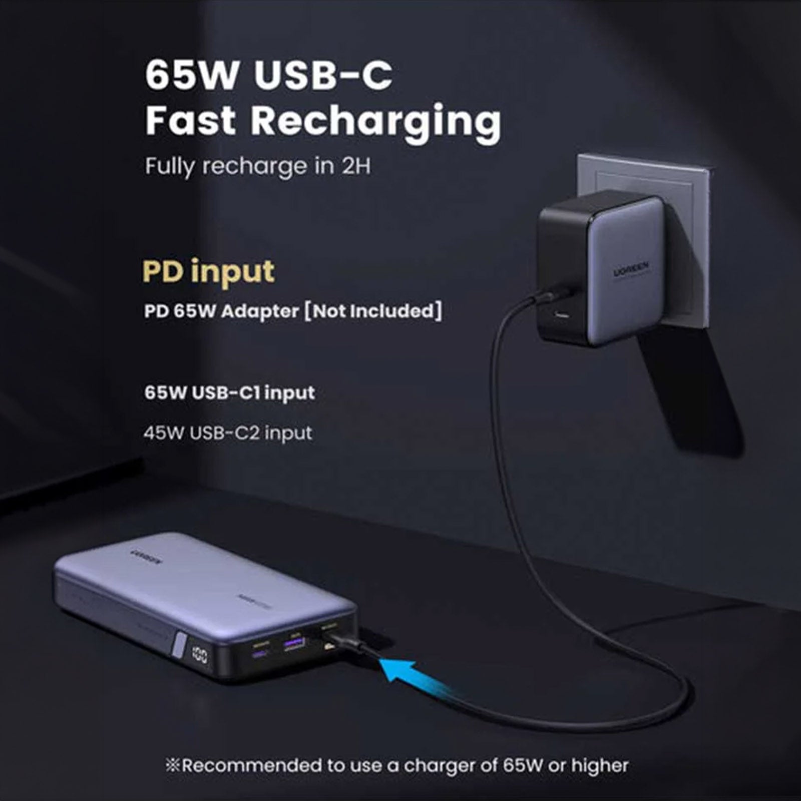 UGREEN PB205/90597A 25000MAH POWERBANK 145W TWO-WAY FAST CHARGING - SPACE GRAY