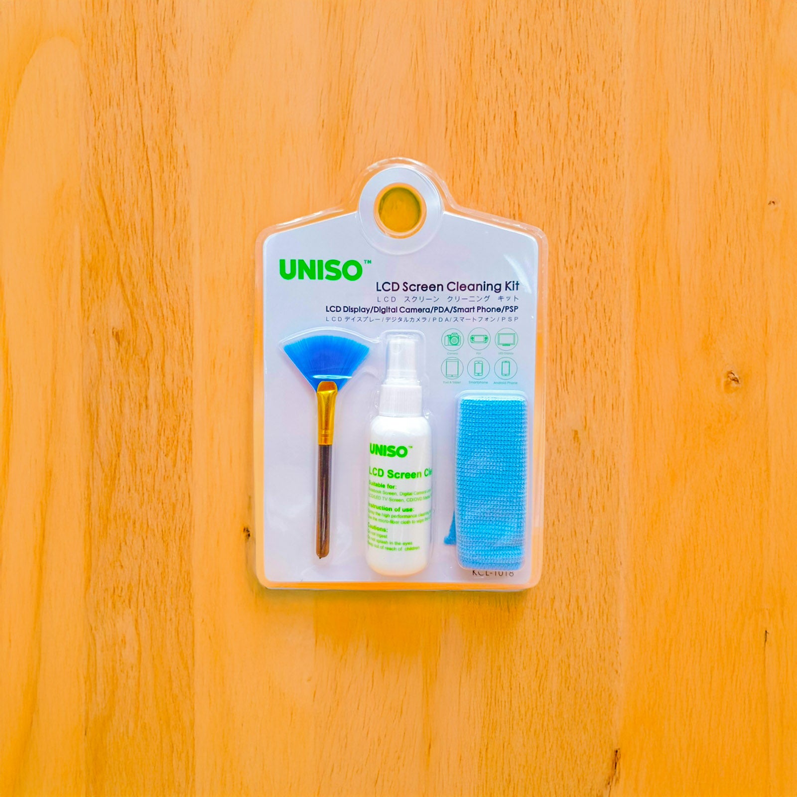 UNISO KCL-1018 3-IN-1 60ML SOLUTION/ MICROFIBER 16X18CM/ BRUSH LCD SCREEN CLEANING KIT