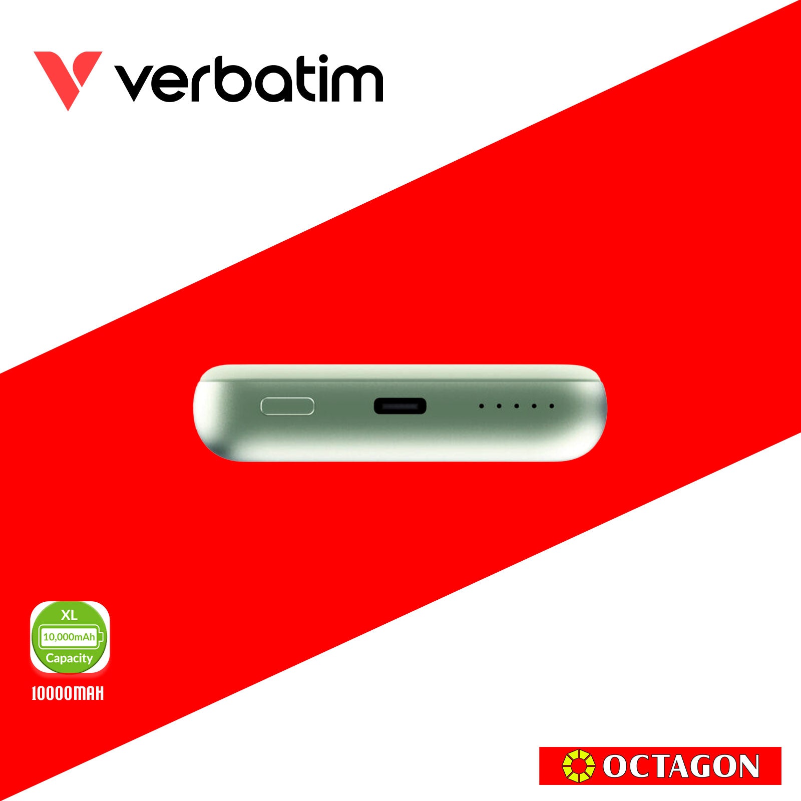 VERBATIM 32246 MAGNETIC WL 10000 MAH POWER PACK MCP - PD 20W MWC 15W GREEN
