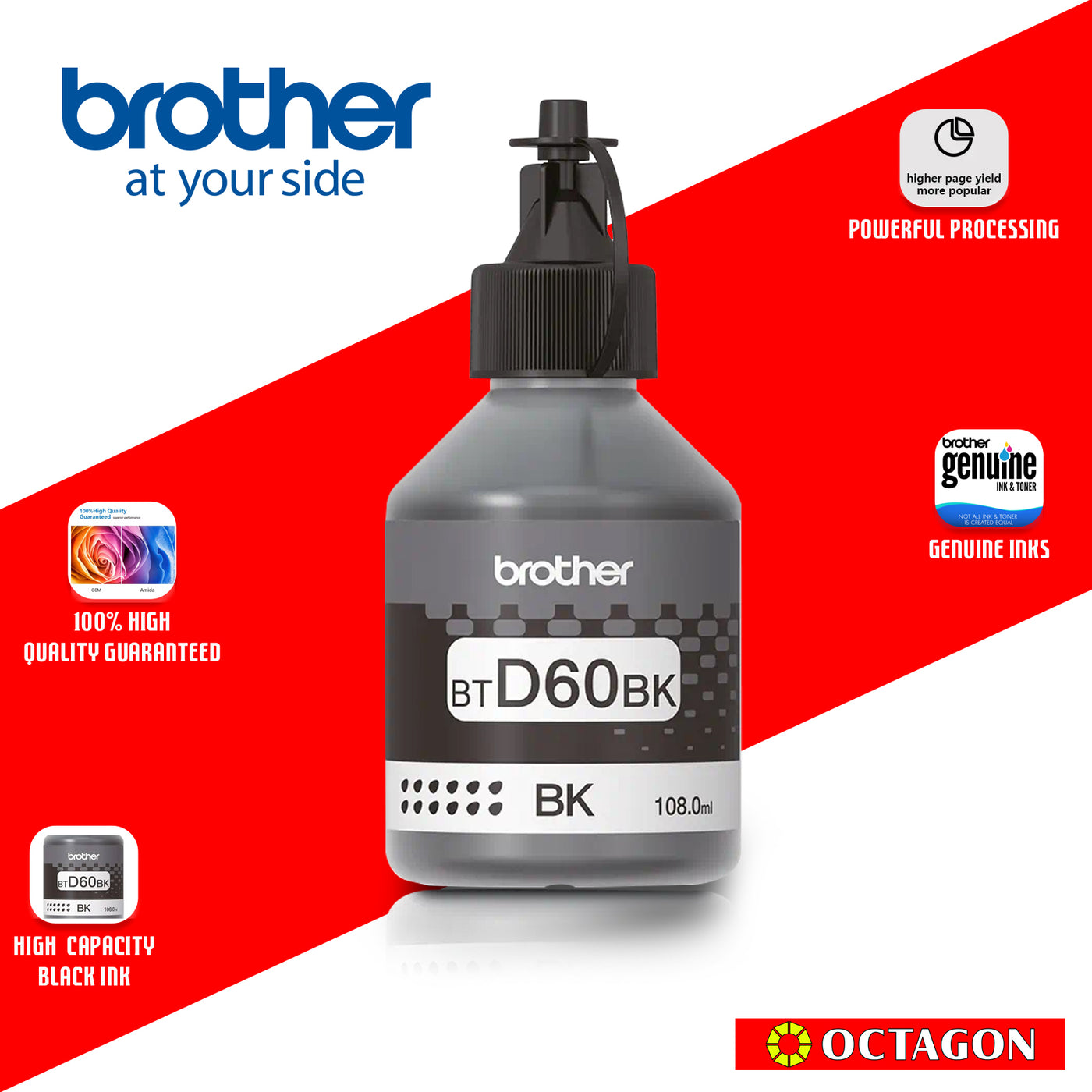 Brothe Ink Brother Btd-60Bk Black Ink Bottle – Octagon Computer Superstore