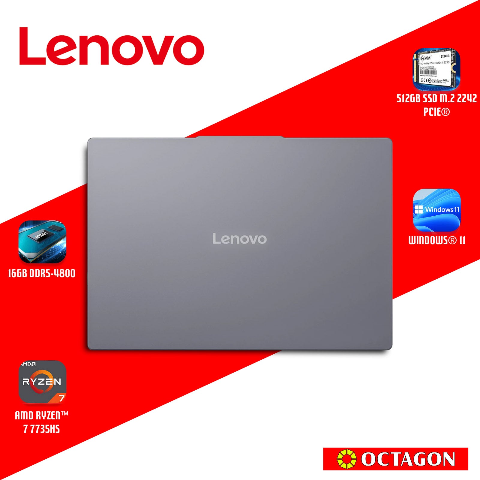 LENOVO IP S3-15 (83K700HXPH)/ RYZEN 7 7735HS/ 16GB/ 512GB SSD/ 15.3 WUXGA/ WIN 11/ OFFICE HOME 2024 + OFFICE 365