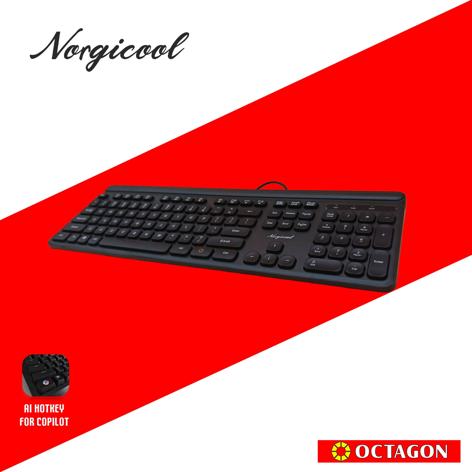 NORGICOOL NK3229I BLACK USB KEYBOARD 104 KEYS