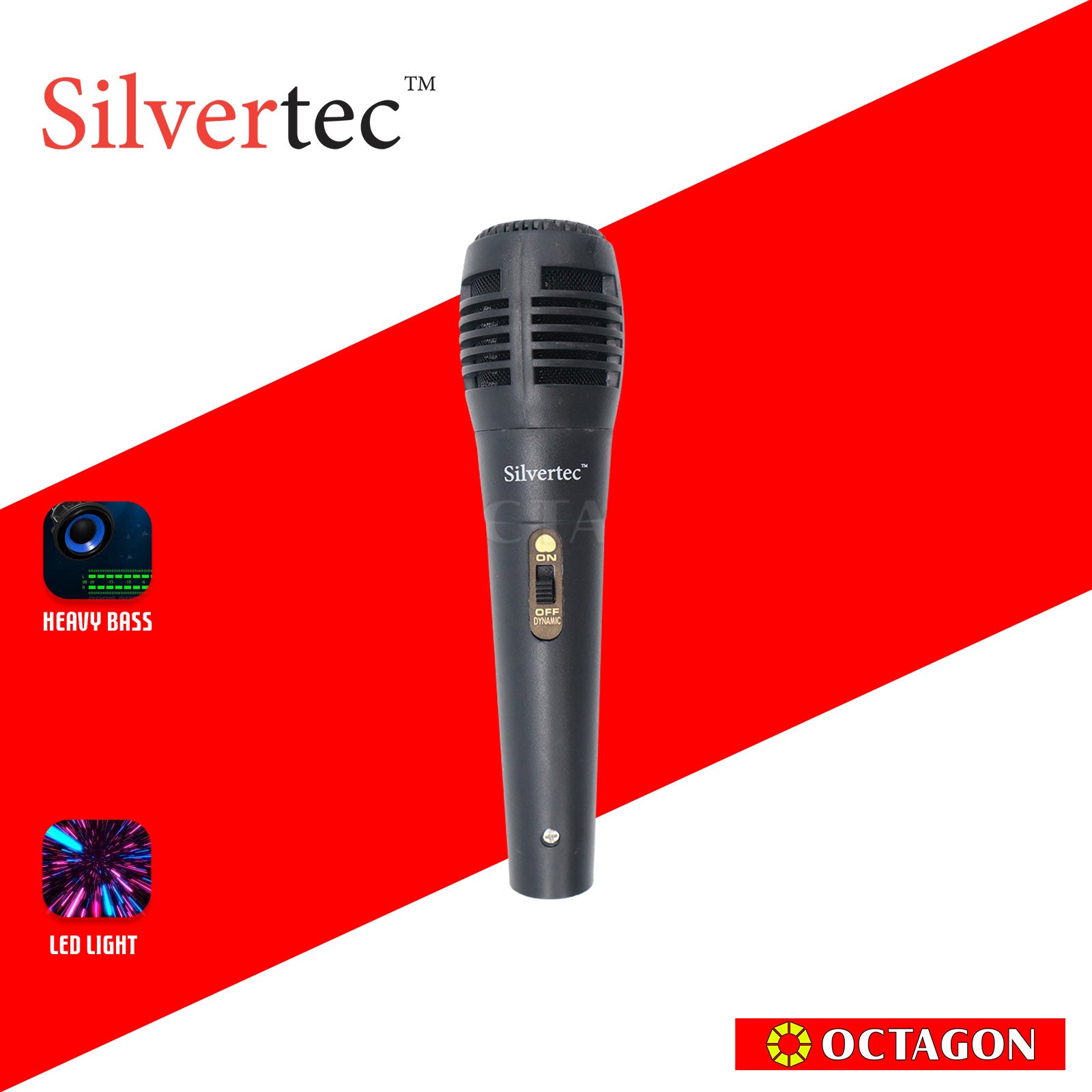 SILVERTEC SPBT-10601 USB/TF/AUX/FM/15W PORTABLE LED KARAOKE BT SPEAKER W/ HANDLE & WIRED MICROPHONE/ LITHIUM 3.7V/2400MAH