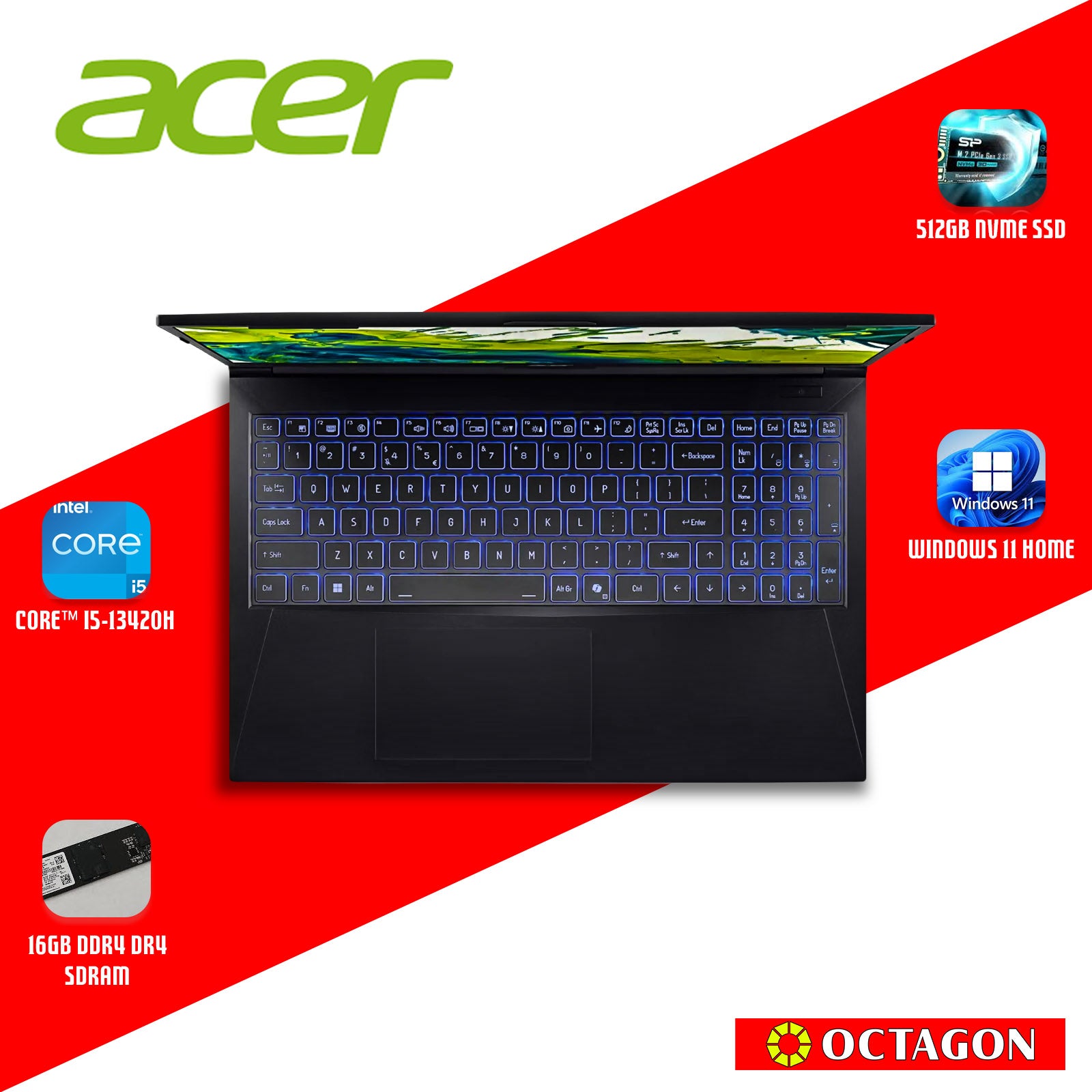 ACER ASPIRE 7 A715-59G-5618/ CORE I5-13420H/ 16GB/ 512GB SSD/ 15.6 FHD/ WIN 11/ RTX3050 6GB/ OFFICE H&S 2024/ BLK