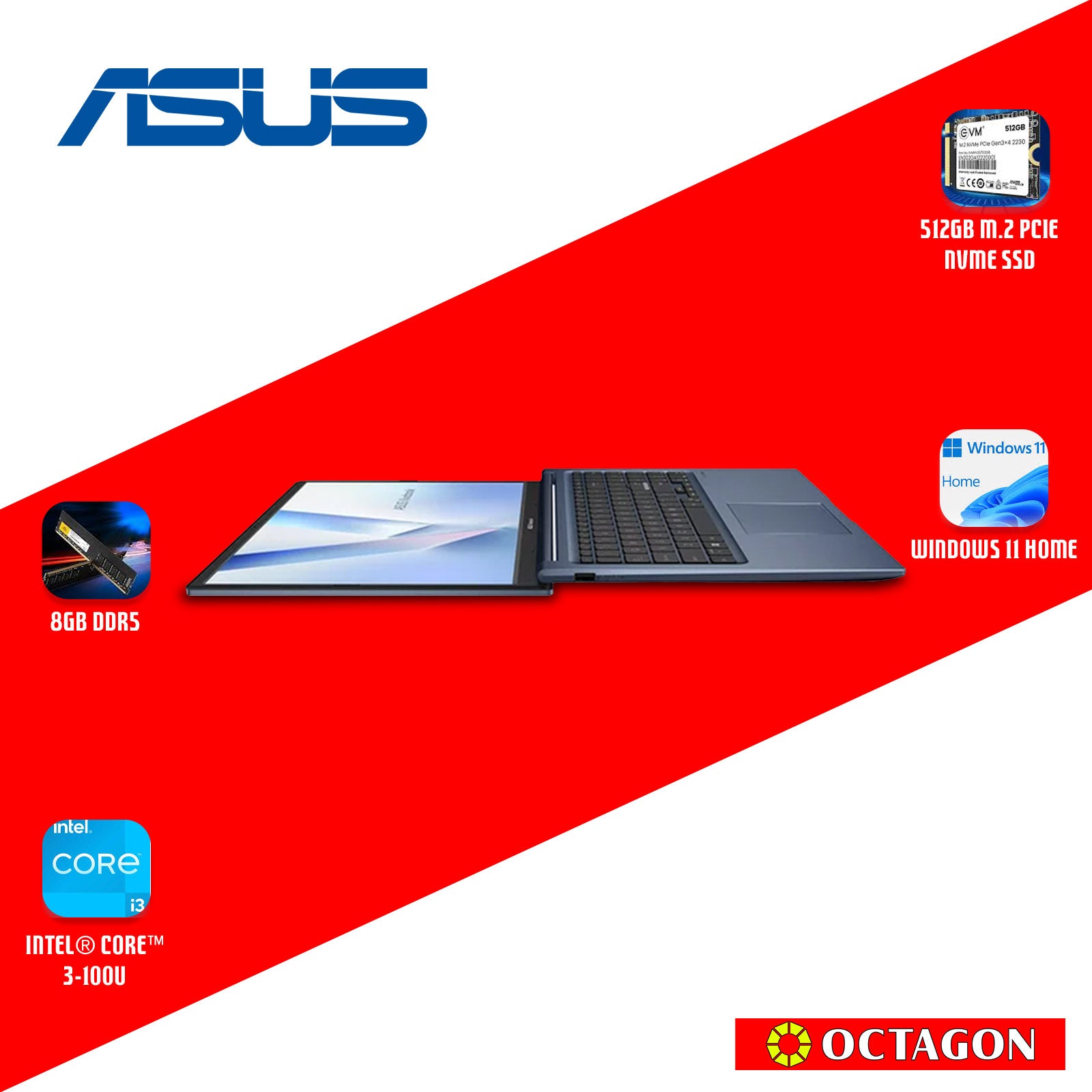 ASUS X1504VA-BQ4301WSM/ CORE 3-100U/ 8GB/ 512GB SSD/ 15.6 FHD/ WIN 11