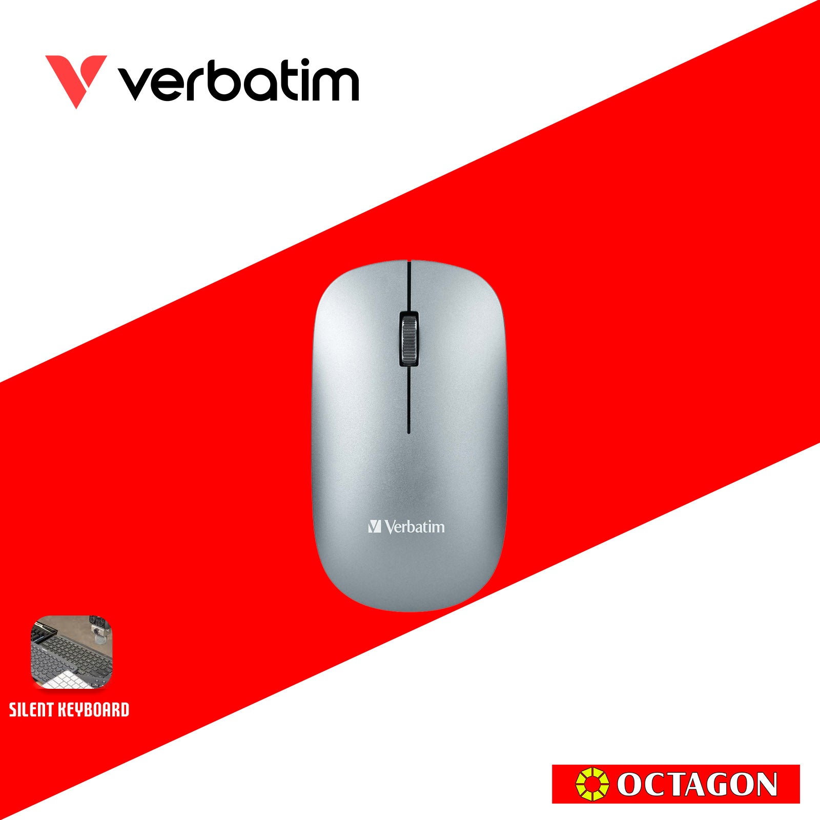 VERBATIM 66751 WIRELESS KEYBOARD & MOUSE COMBO SCISSORS KEYS SILENT (GREY)