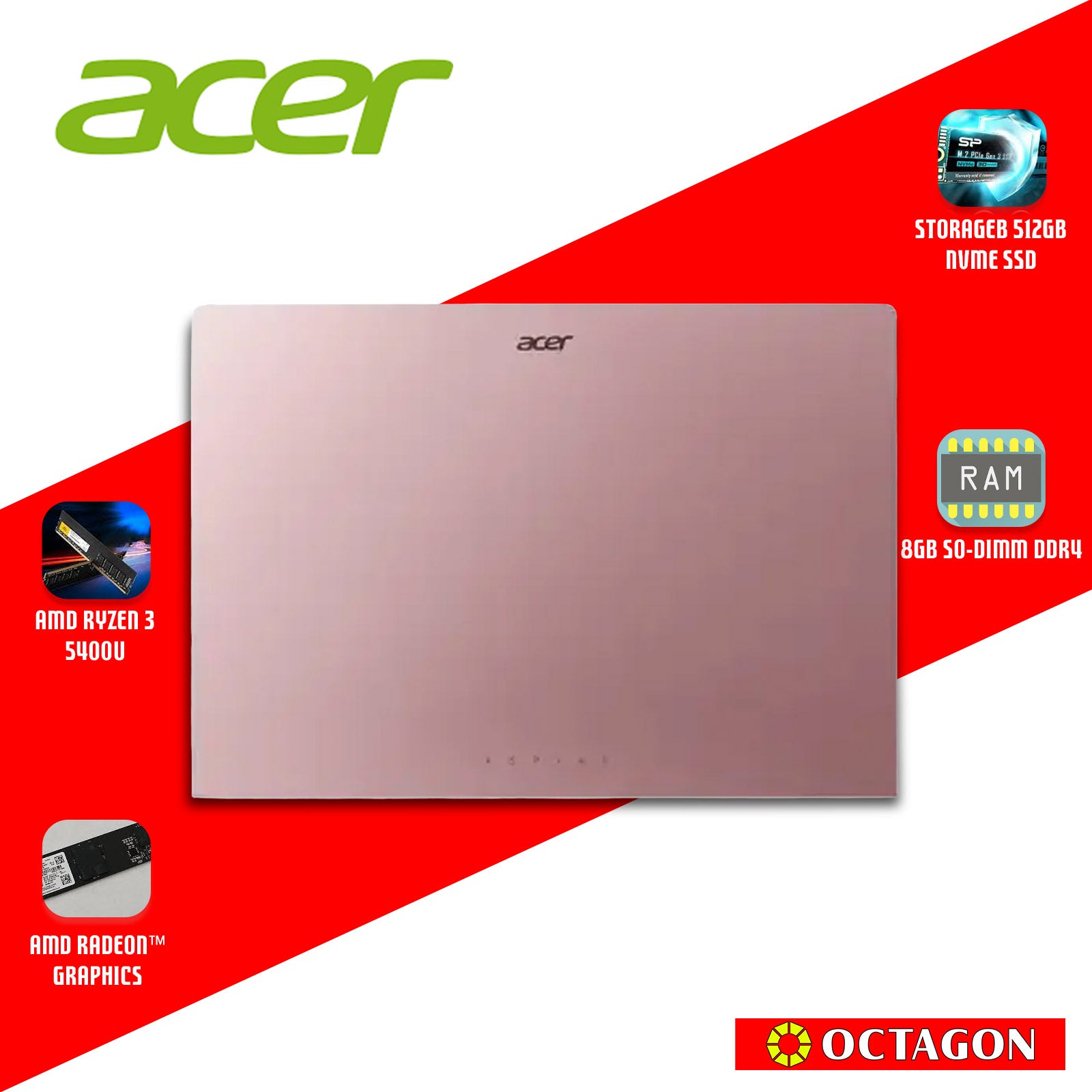 ACER ASPIRE LITE AL14-45P-R9UE/ RYZEN 3 5400U/ 8GB/ 512GB SSD/ 14 IPS WUXGA/ WIN 11