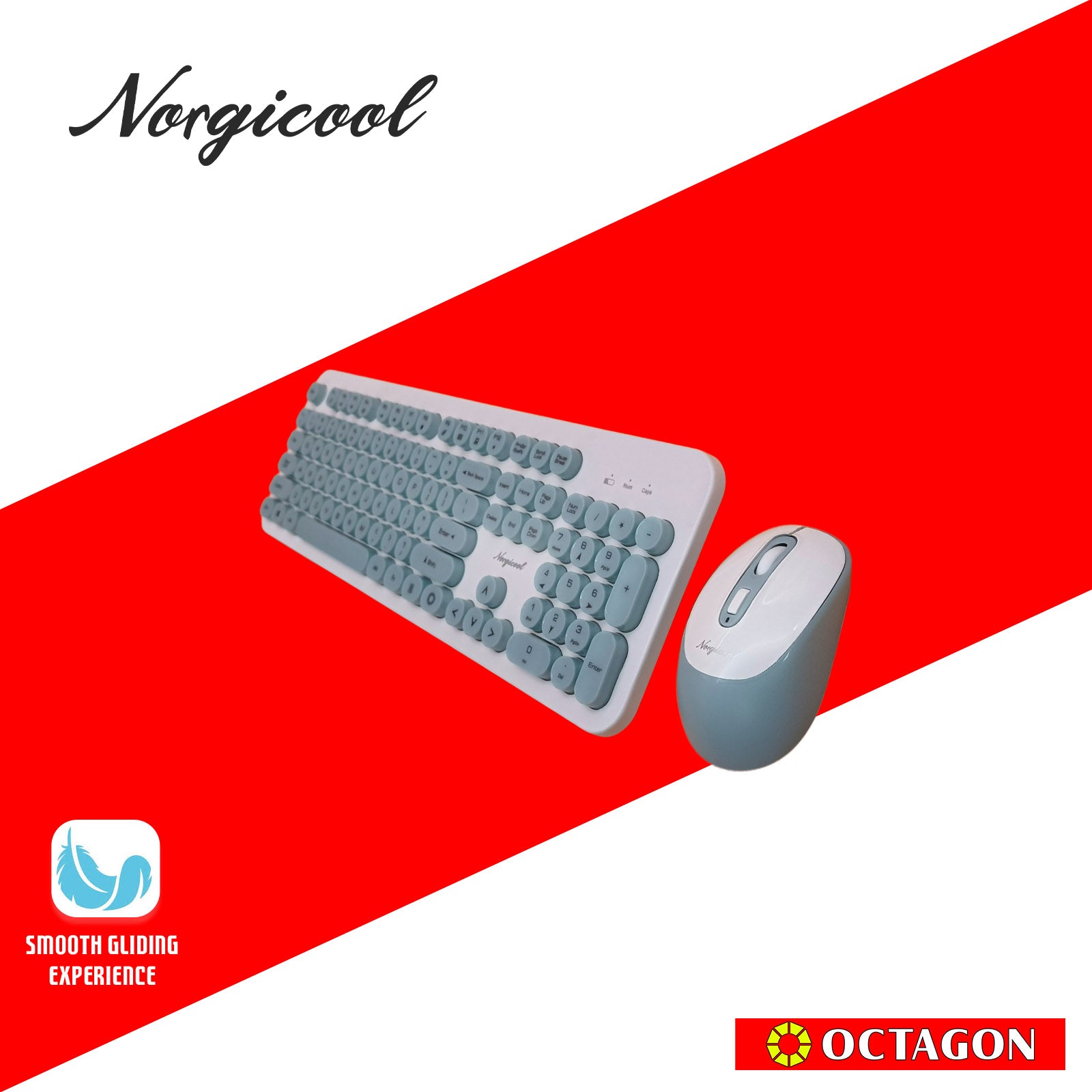 NORGICOOL NKM282W-BLI WIRELESS COMBO 104 KEYS WHITE/BLUE