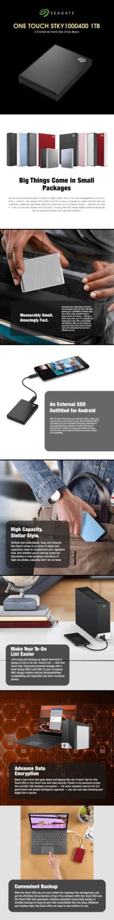 SEAGATE 1TB 2.5 ONETOUCH SSD V2 BLACK