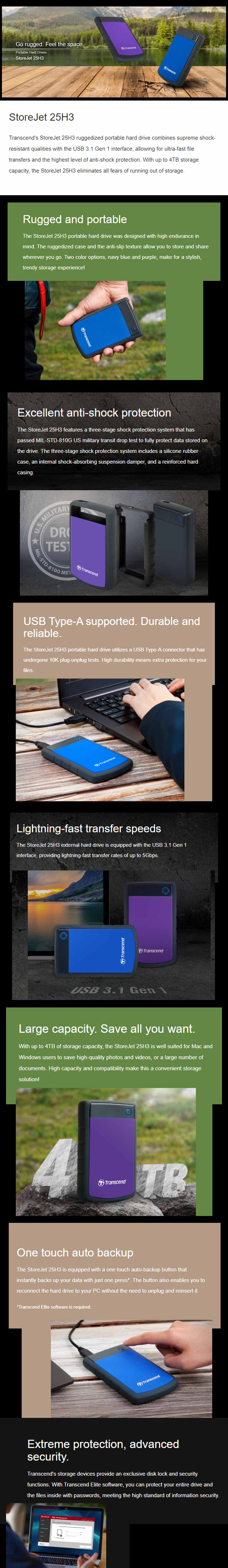 TRANSCEND STOREJET 25H3B 1TB BLUE