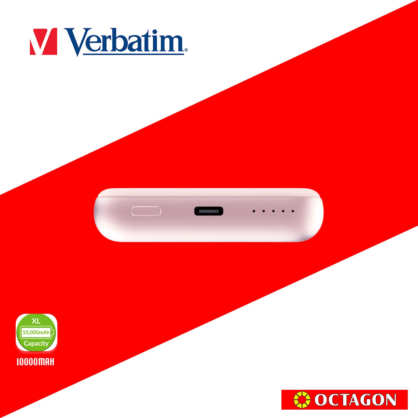 VERBATIM 32248 MAGNETIC WL 10000 MAH POWER PACK MCP - PD 20W MWC 15W PINK