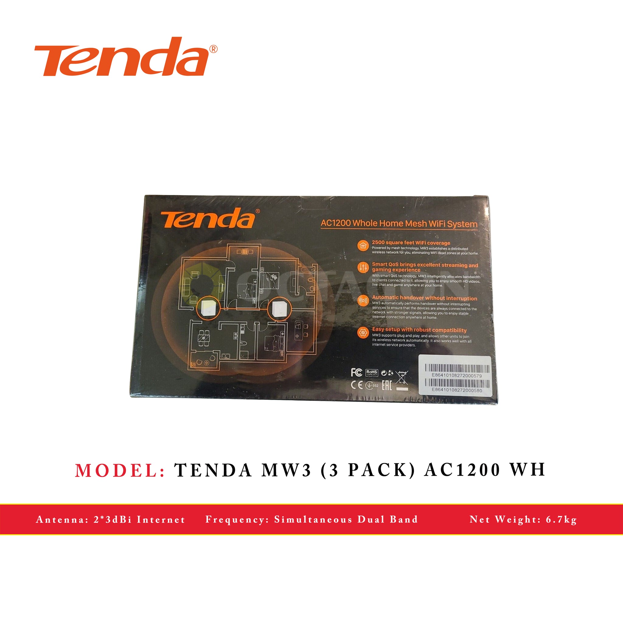 TENDA MW3 (3 PACK) AC1200 WH