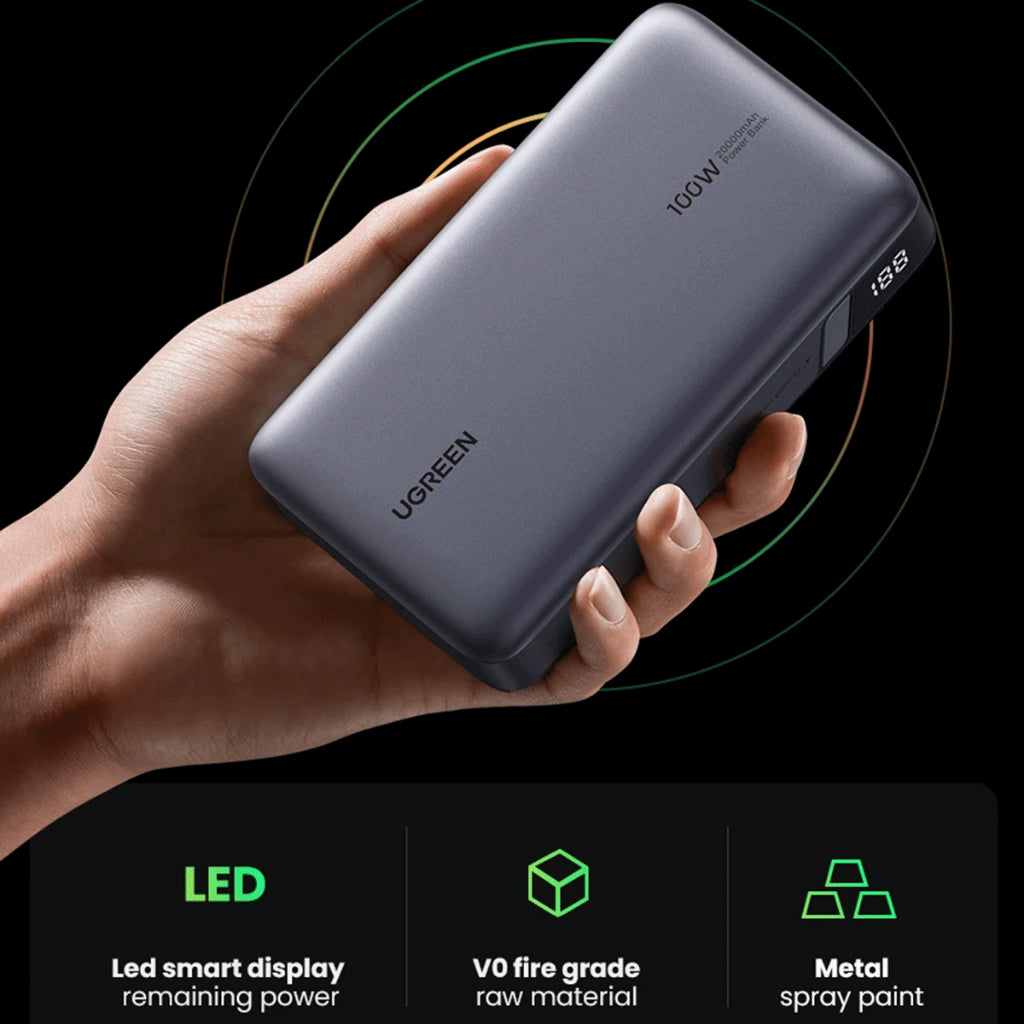 UGREEN PB720/25188 20000MAH POWERBANK 100W TWO-WAY FAST CHARGING - SPACE GRAY