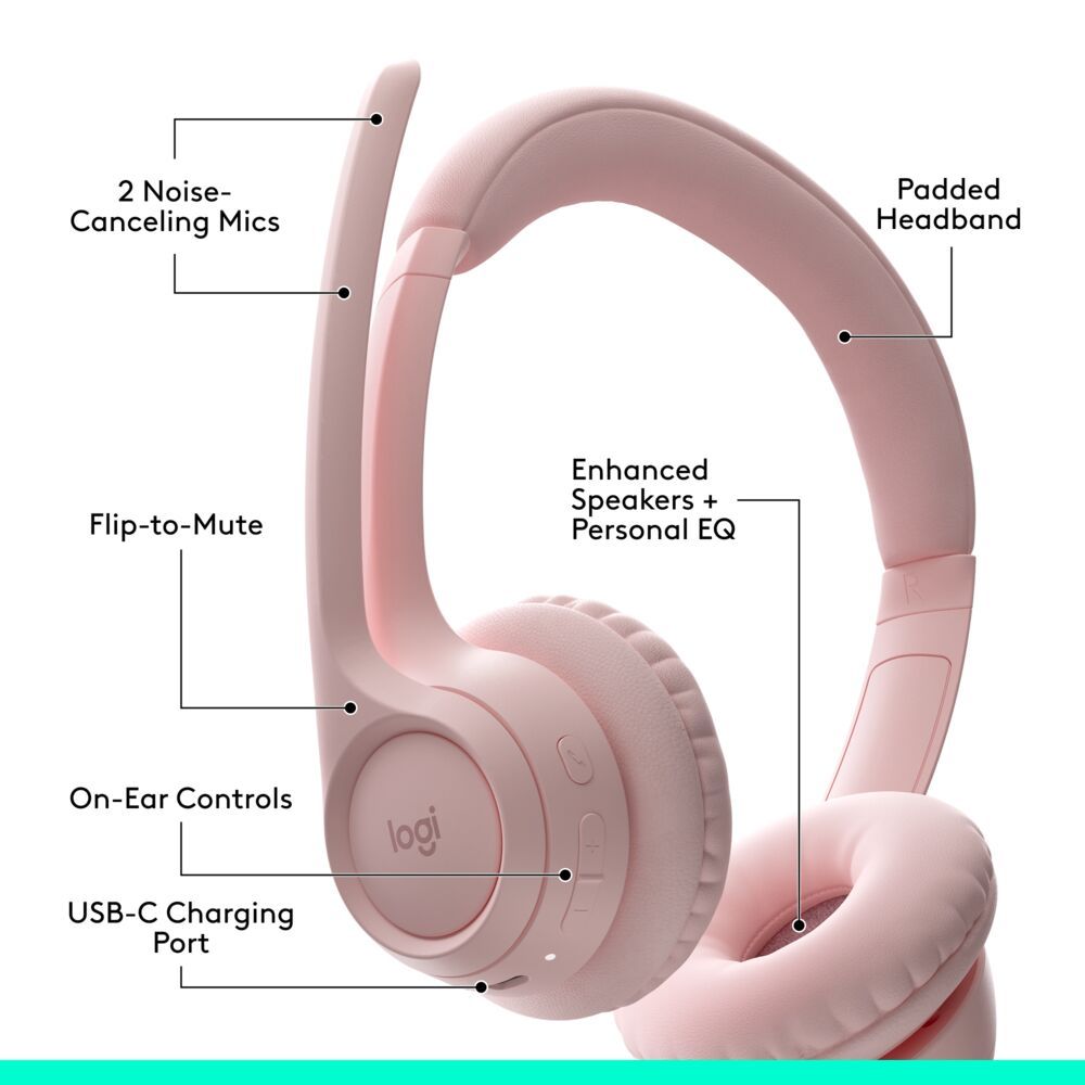 LOGITECH ZONE 300 ROSE BT WIRELESS HEADSET WITH NOISE CANCELLING MIC