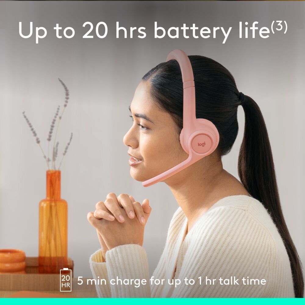 LOGITECH ZONE 300 ROSE BT WIRELESS HEADSET WITH NOISE CANCELLING MIC