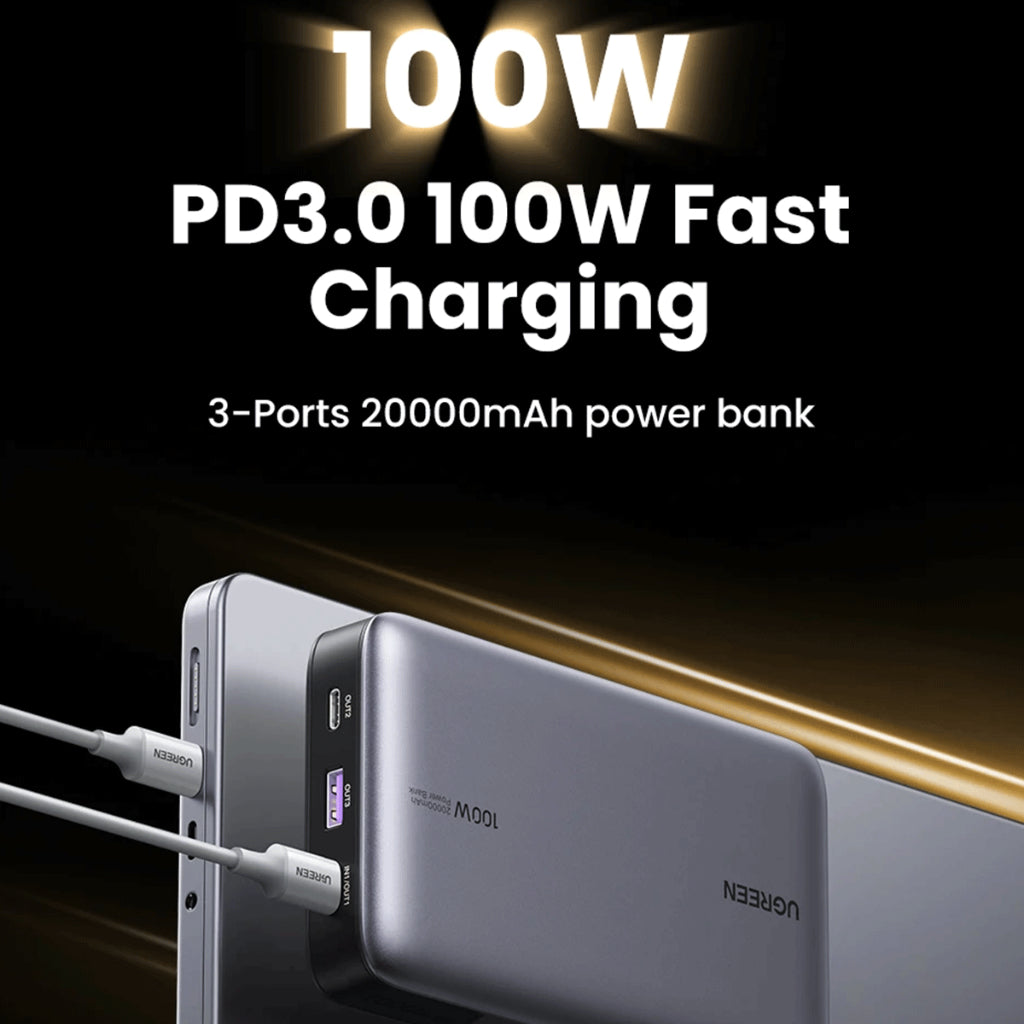 UGREEN PB720/25188 20000MAH POWERBANK 100W TWO-WAY FAST CHARGING - SPACE GRAY