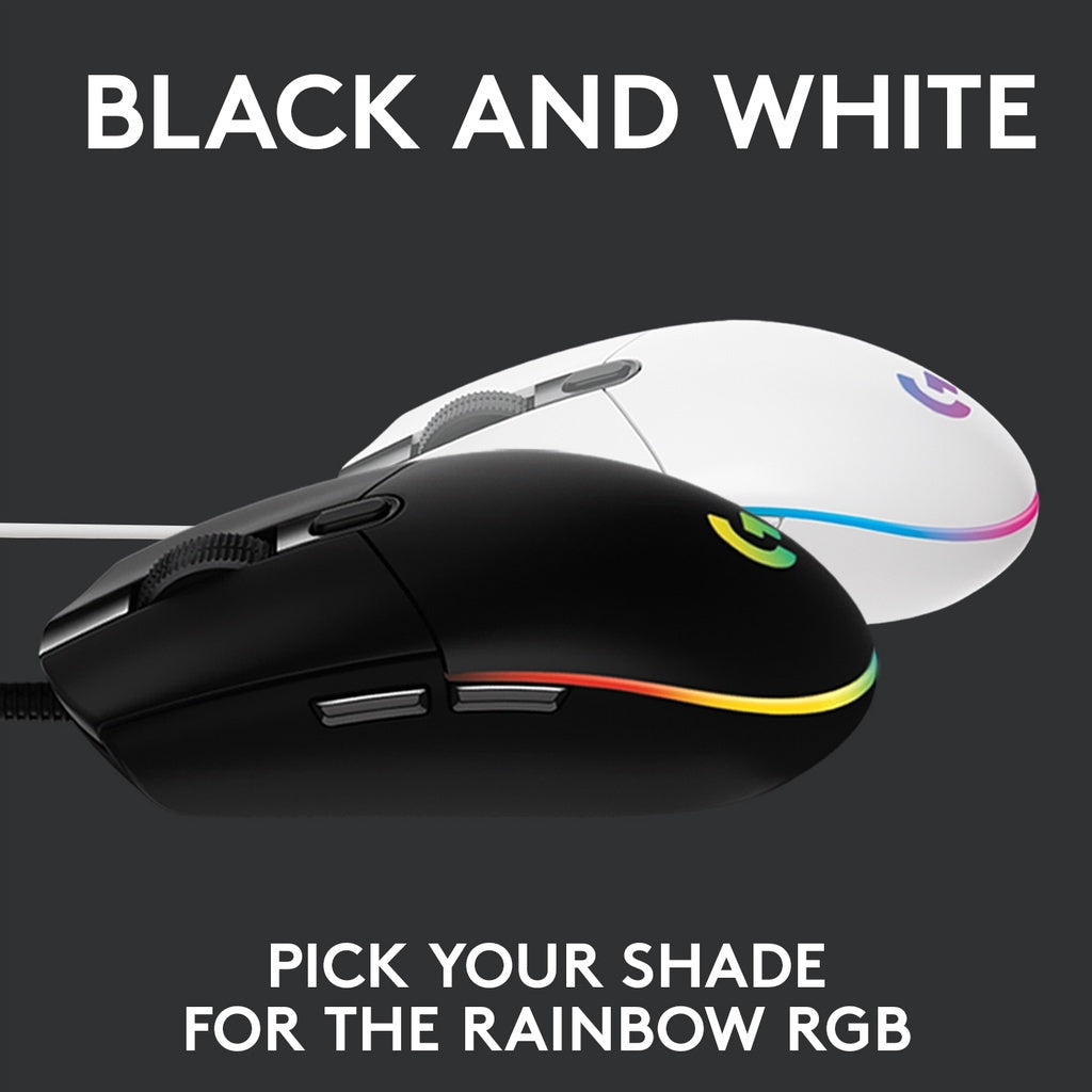 LOGITECH G102 BLACK LIGHTSYNC GAMING MOUSE 6 BUTTONS 8000DPI RAINBOW LED