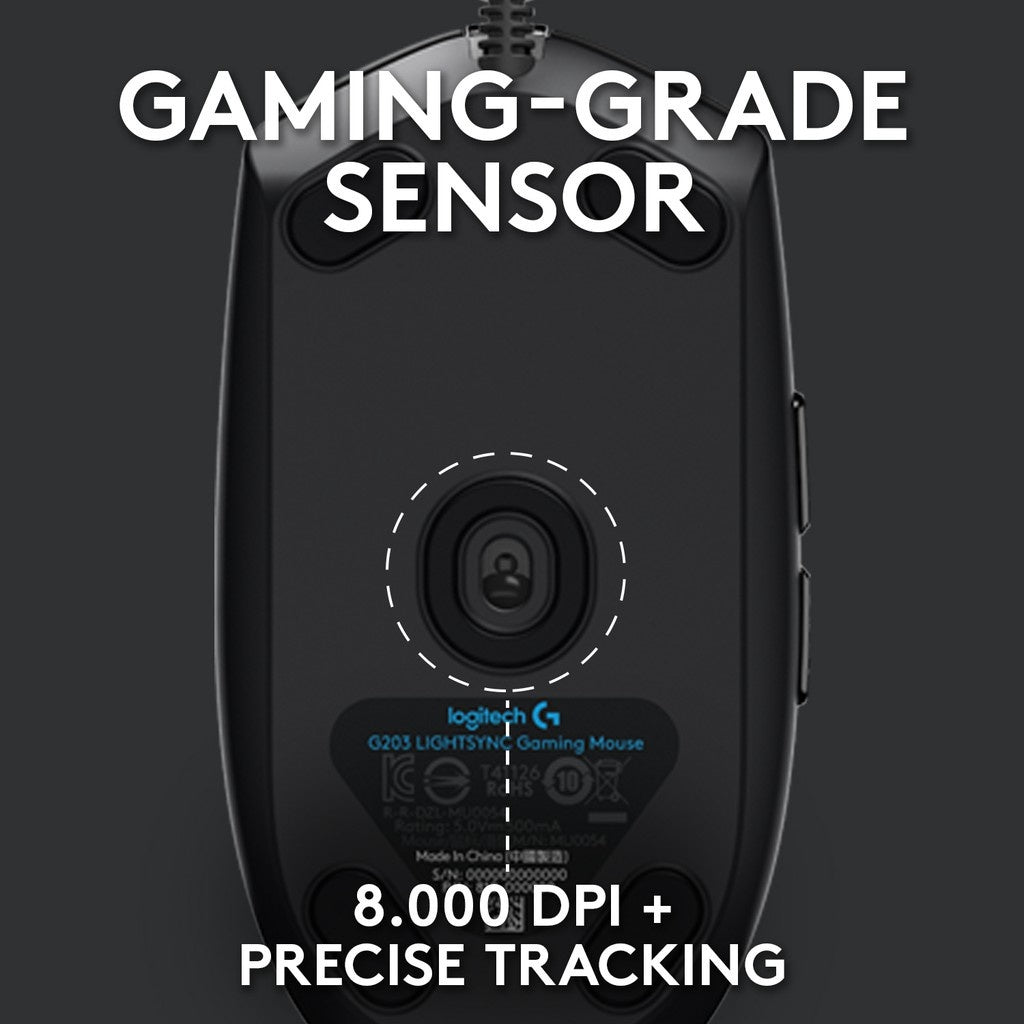 LOGITECH G102 BLACK LIGHTSYNC GAMING MOUSE 6 BUTTONS 8000DPI RAINBOW LED