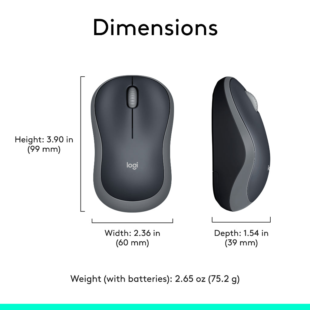 LOGITECH M185 GRAY WIRELESS MOUSE