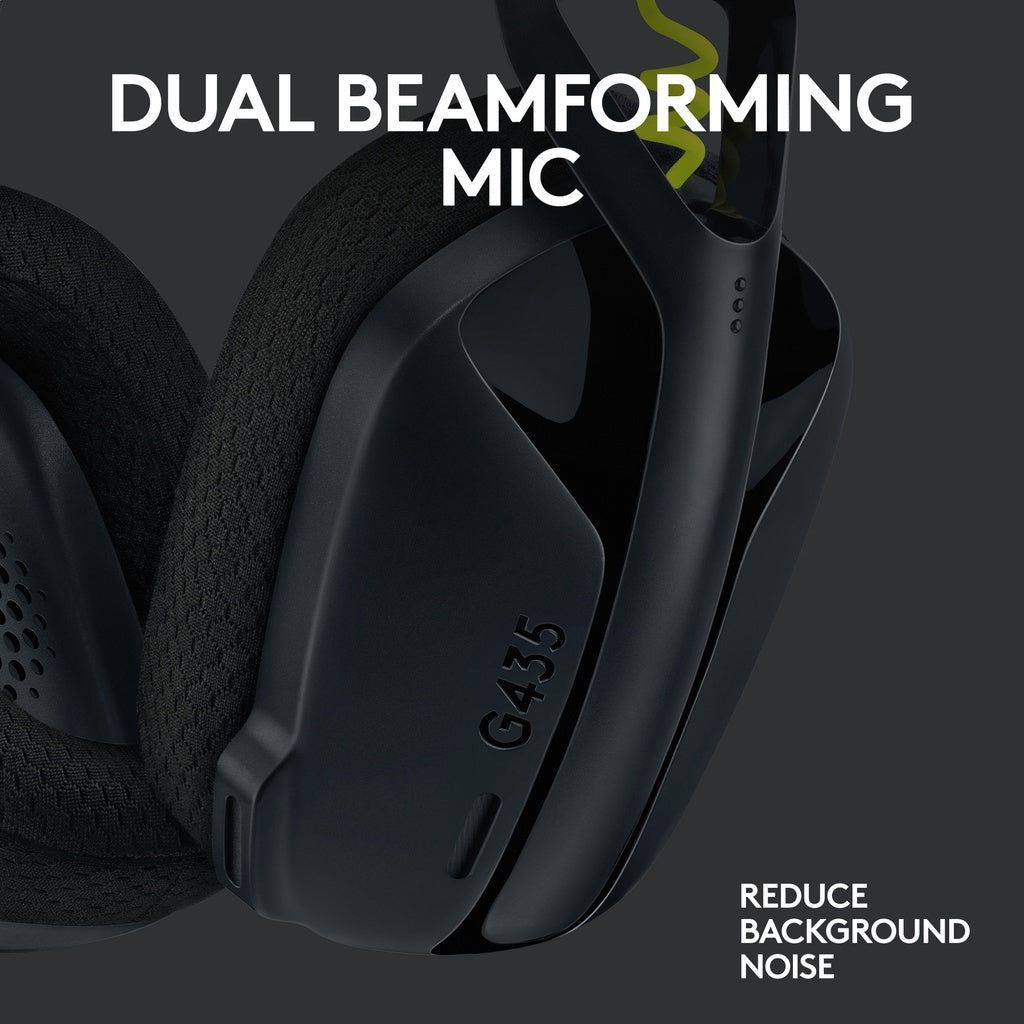 LOGITECH G435 BLACK HEADSET WIRELESS/BLUETOOTH GAMING LIGHTSPEED