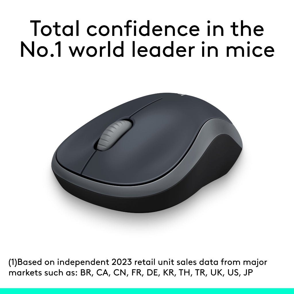 LOGITECH M185 GRAY WIRELESS MOUSE