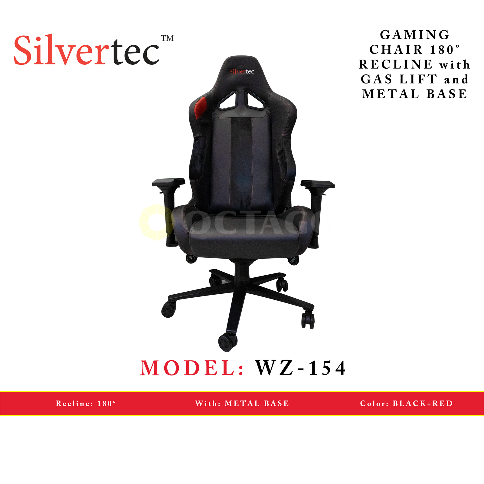 SILVERTEC WZ-154 RED CHAIR RECLINE 180°