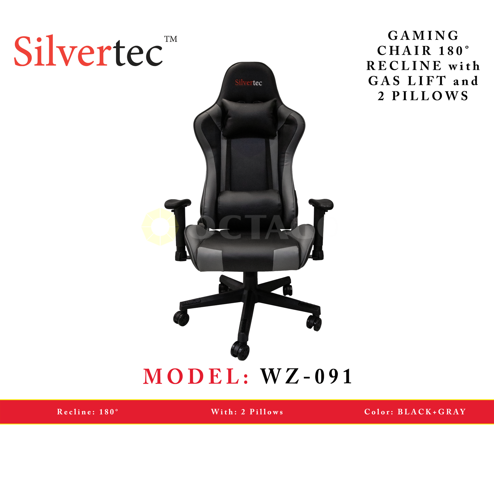 SILVERTEC WZ-091 GRAY CHAIR RECLINE 180°