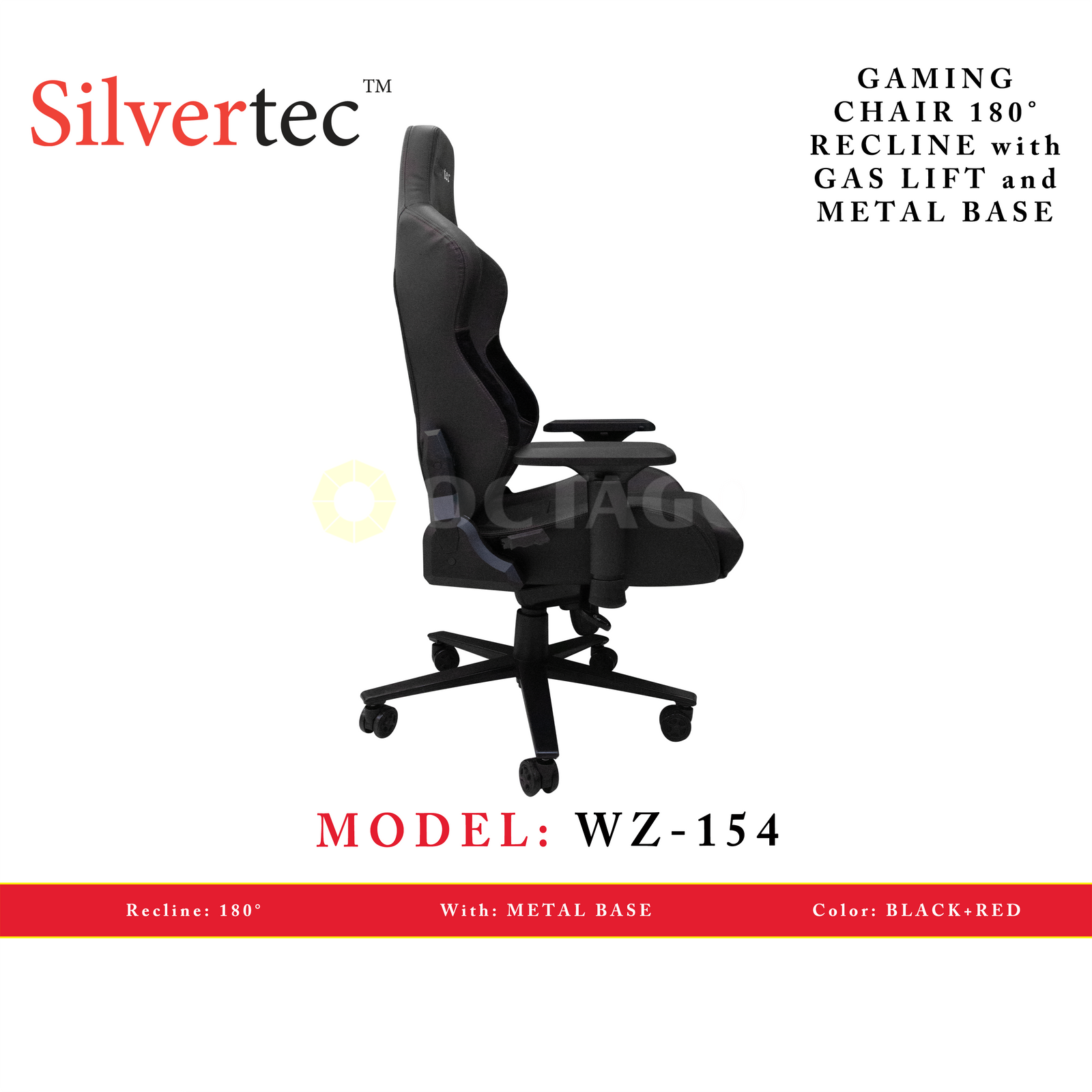 SILVERTEC WZ-154 RED CHAIR RECLINE 180°