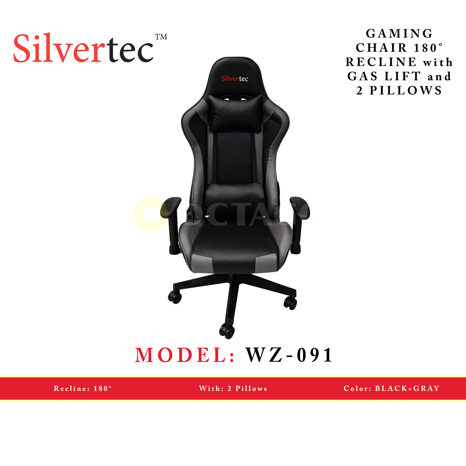 SILVERTEC WZ-091 GRAY CHAIR RECLINE 180°