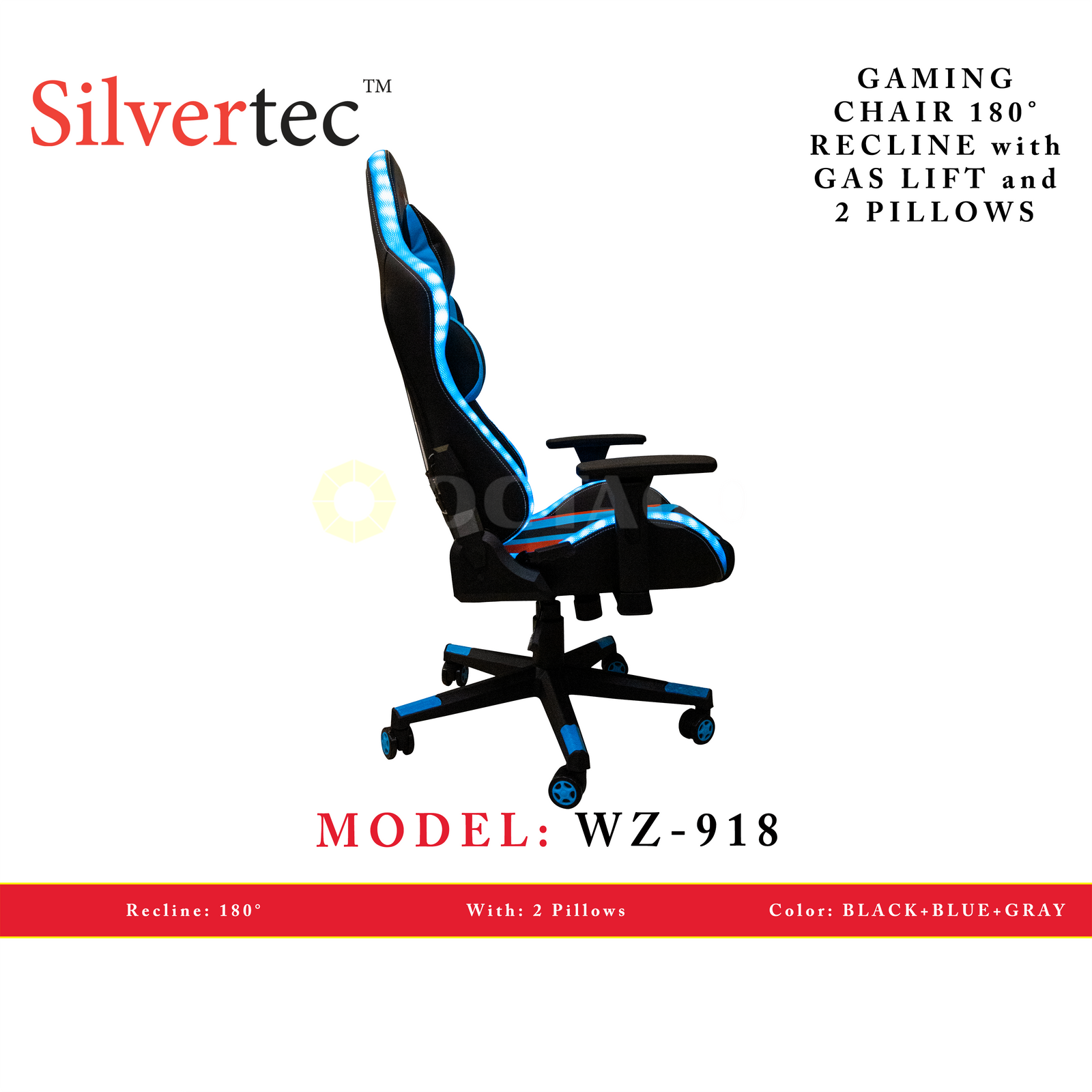 SILVERTEC WZ-918 BLUE CHAIR RECLINE 180°