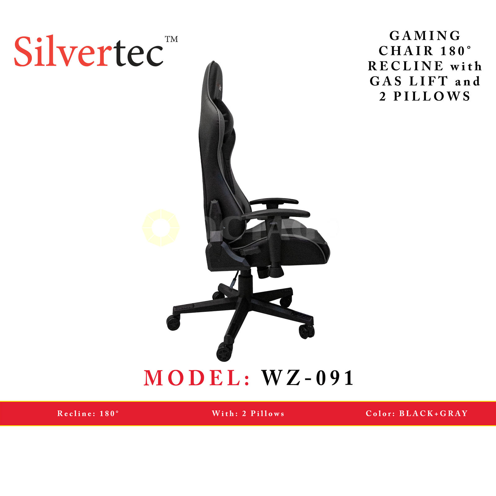 SILVERTEC WZ-091 GRAY CHAIR RECLINE 180°