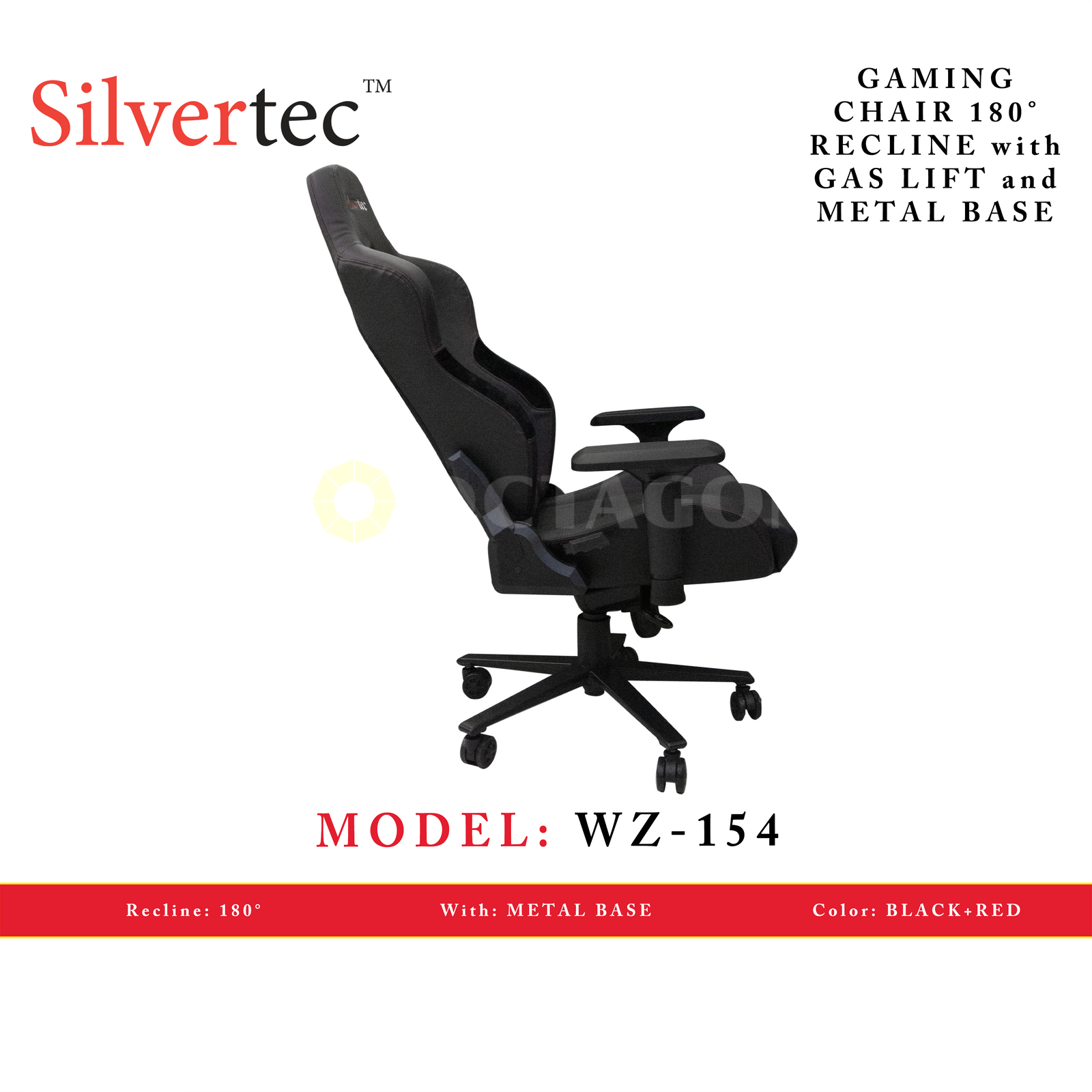 SILVERTEC WZ-154 RED CHAIR RECLINE 180°