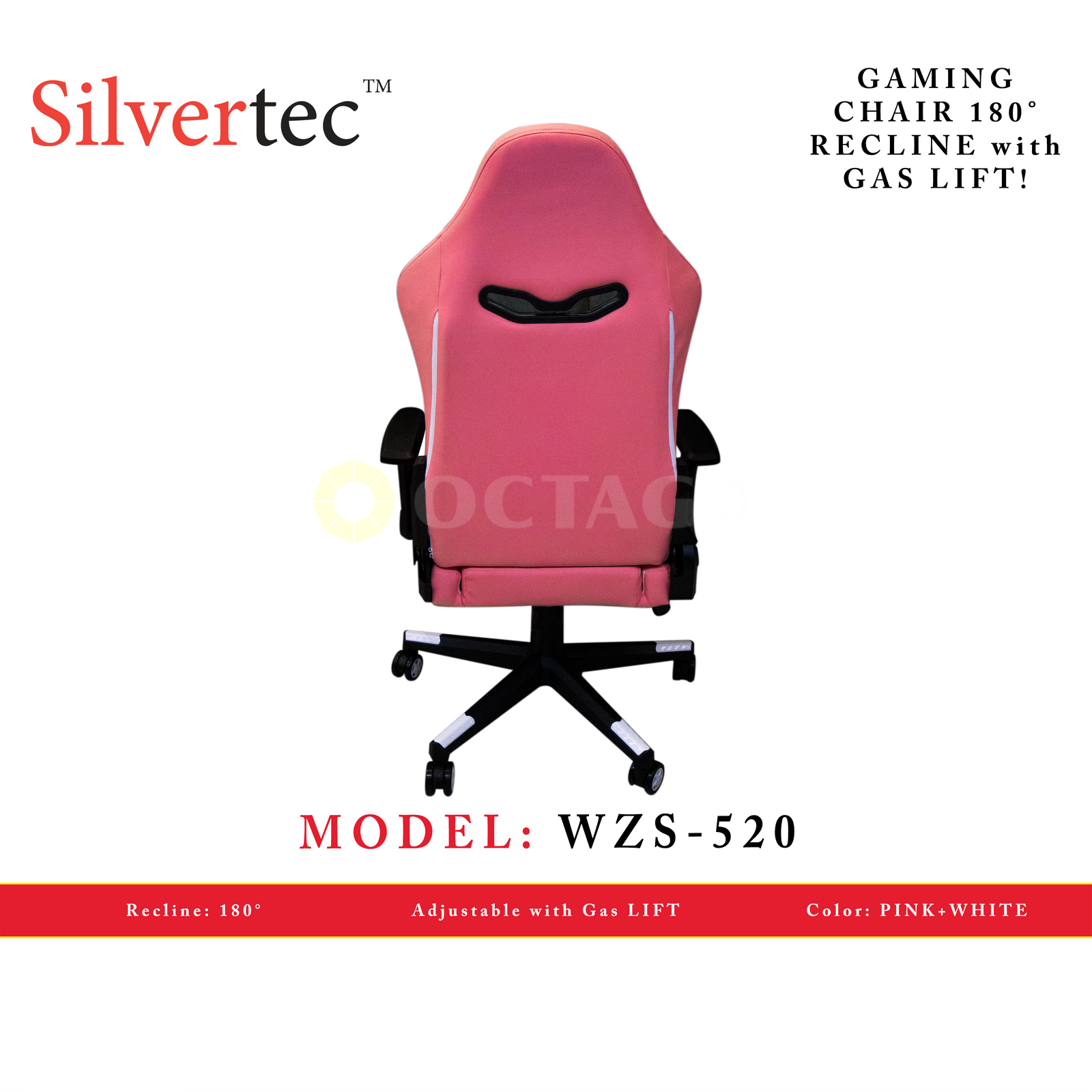 SILVERTEC WZ-520 PINK CHAIR RECLINE 180°