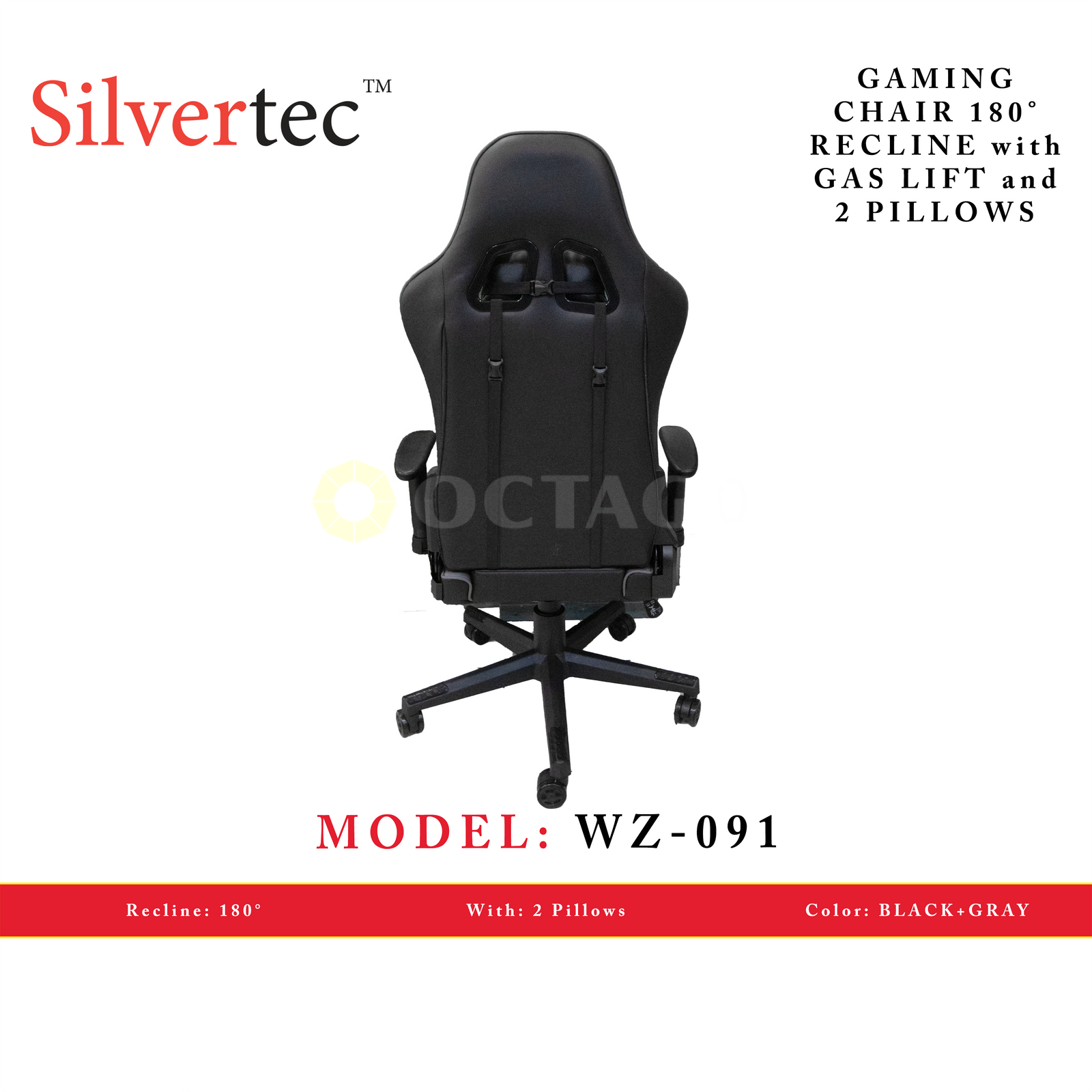 SILVERTEC WZ-091 GRAY CHAIR RECLINE 180°