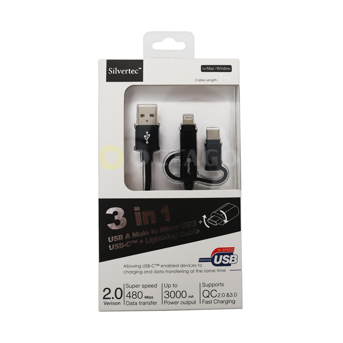 SILVERTEC SW-TCL-100-BK USB-A TO USB-C