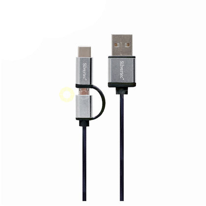 Silvertec TCM10-SL 2-in-1 USB-A to USB-C/ Micro USB Cable 1M