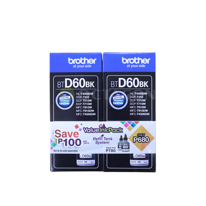 BROTHER BTD-60BK INK BOTTLE TWIN PACK